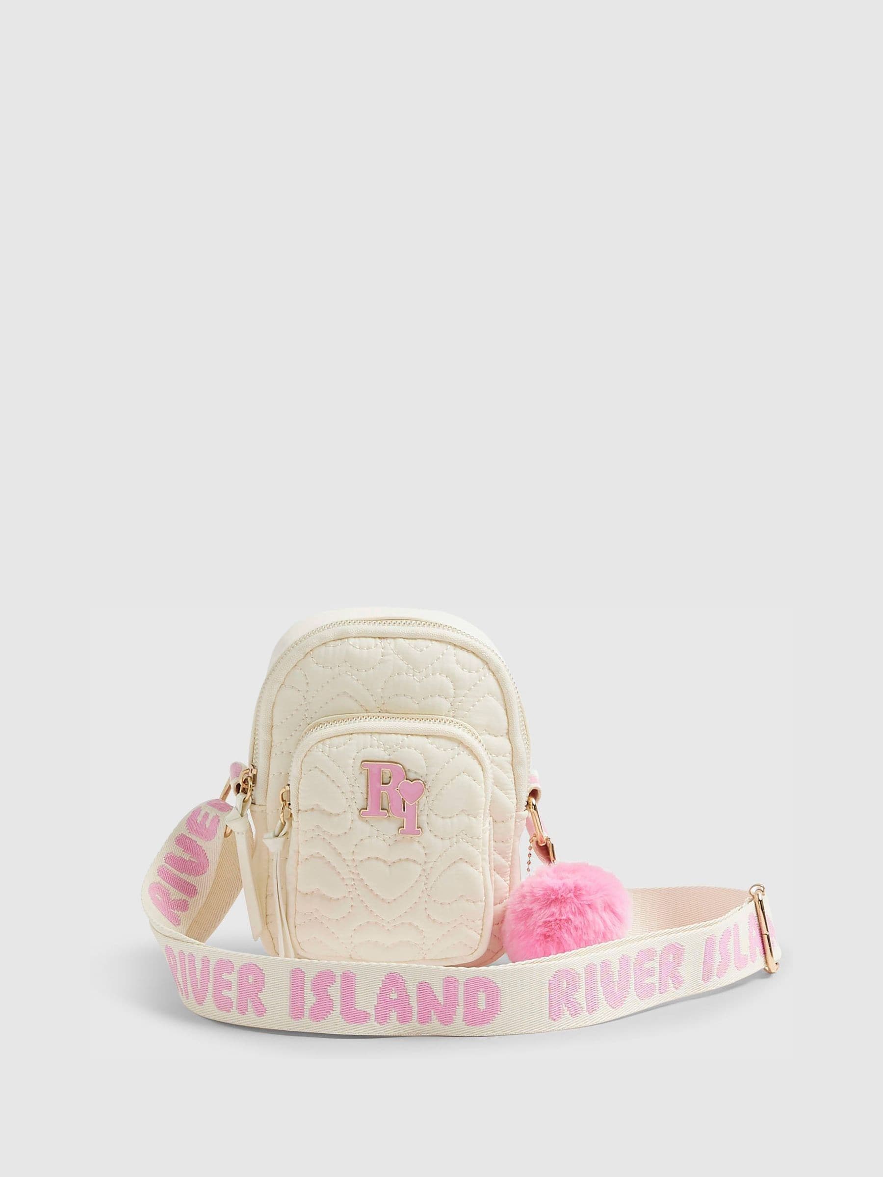River Island Cream Quilted Heart Festival Bag