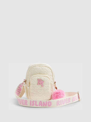 River Island Cream Quilted Heart Festival Bag
