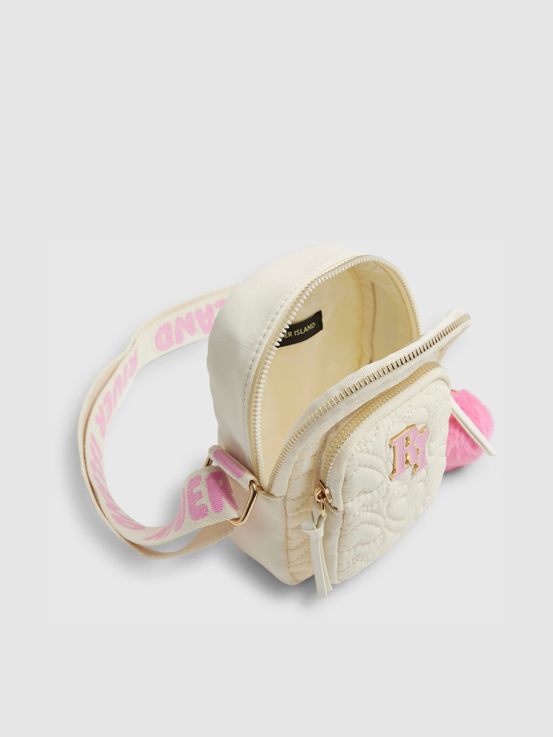 River Island Cream Quilted Heart Festival Bag