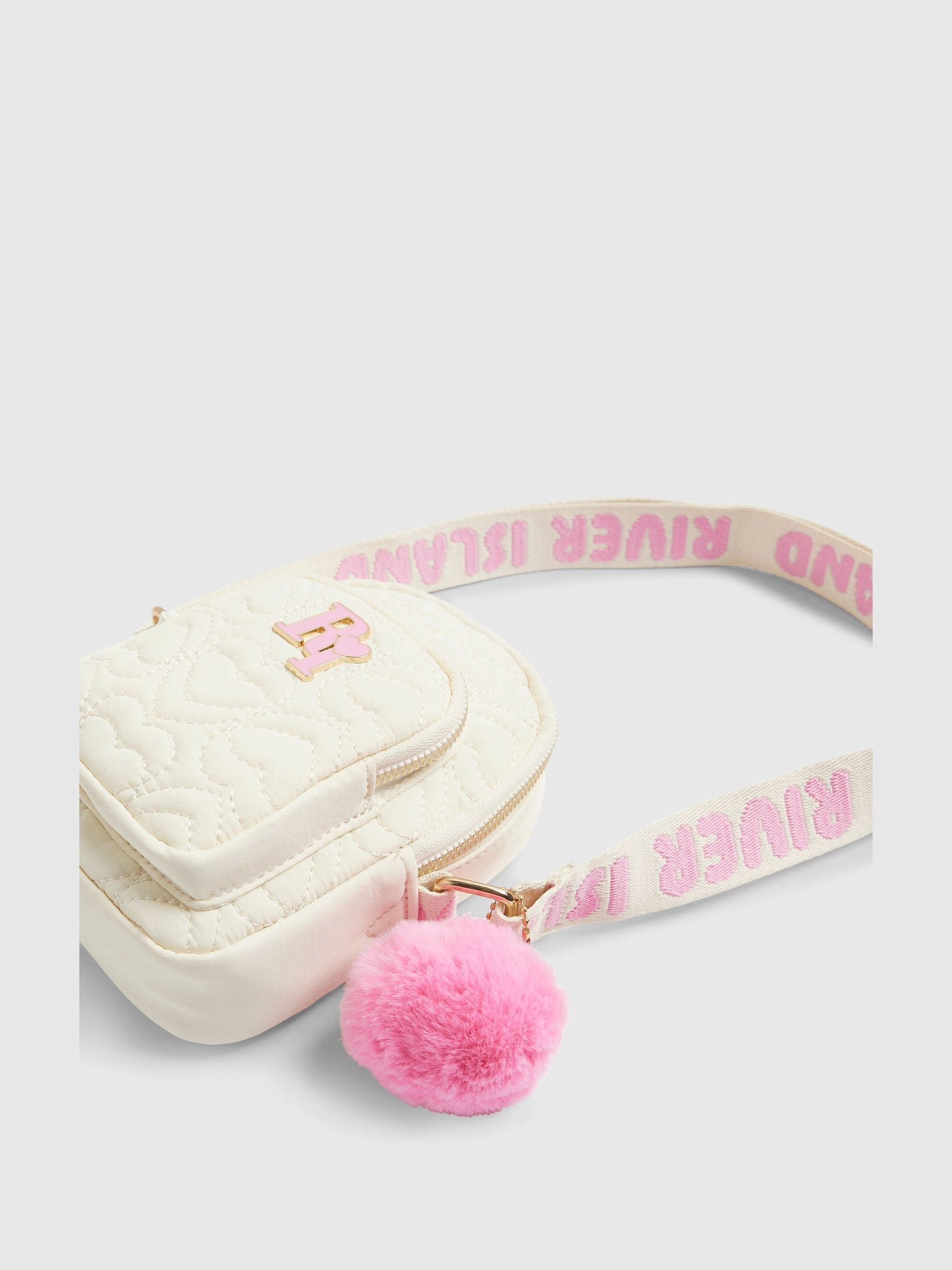 River Island Cream Quilted Heart Festival Bag