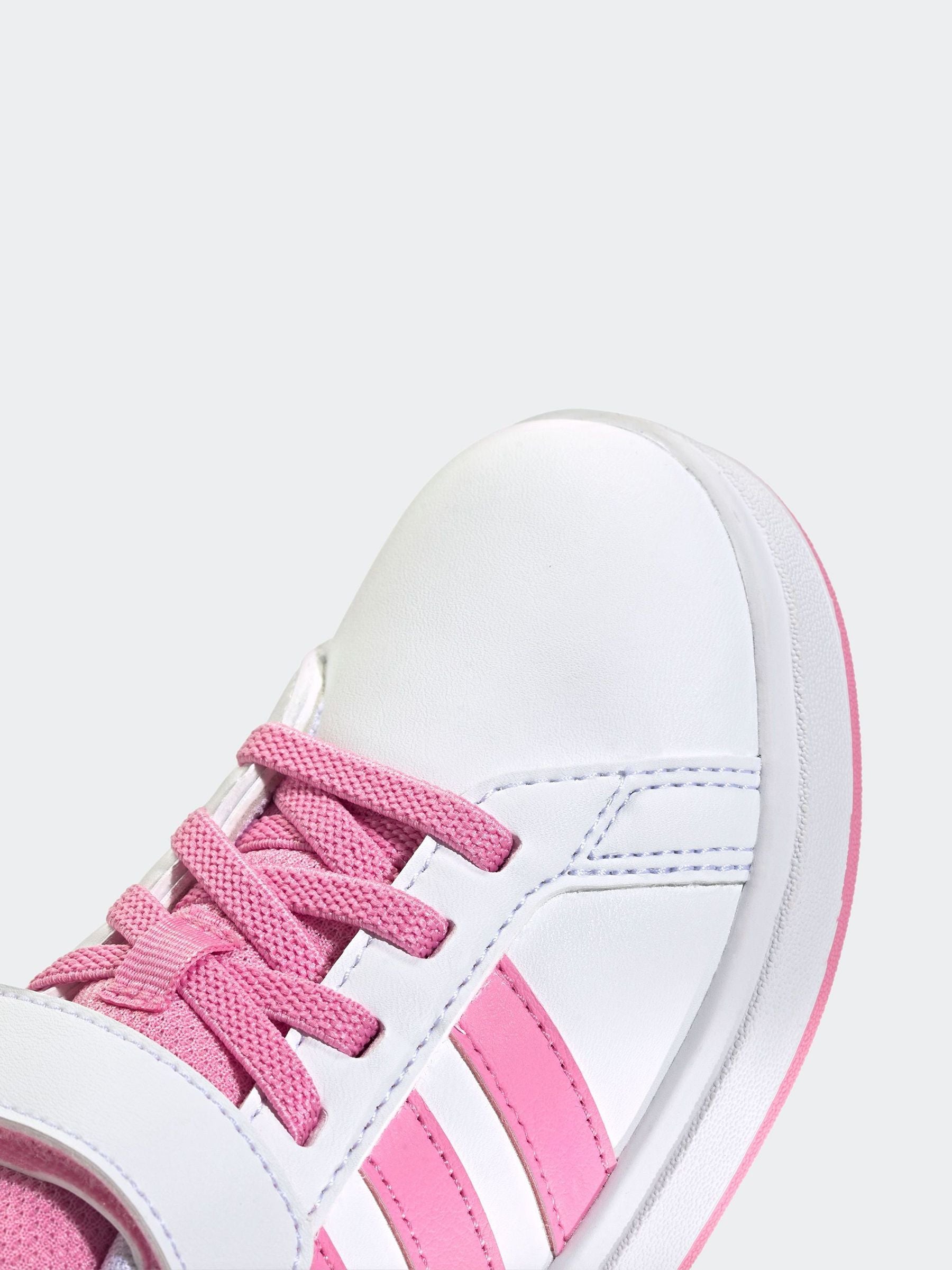 adidas White/Pink Grand Court 2.0 Easy On Kids Trainers