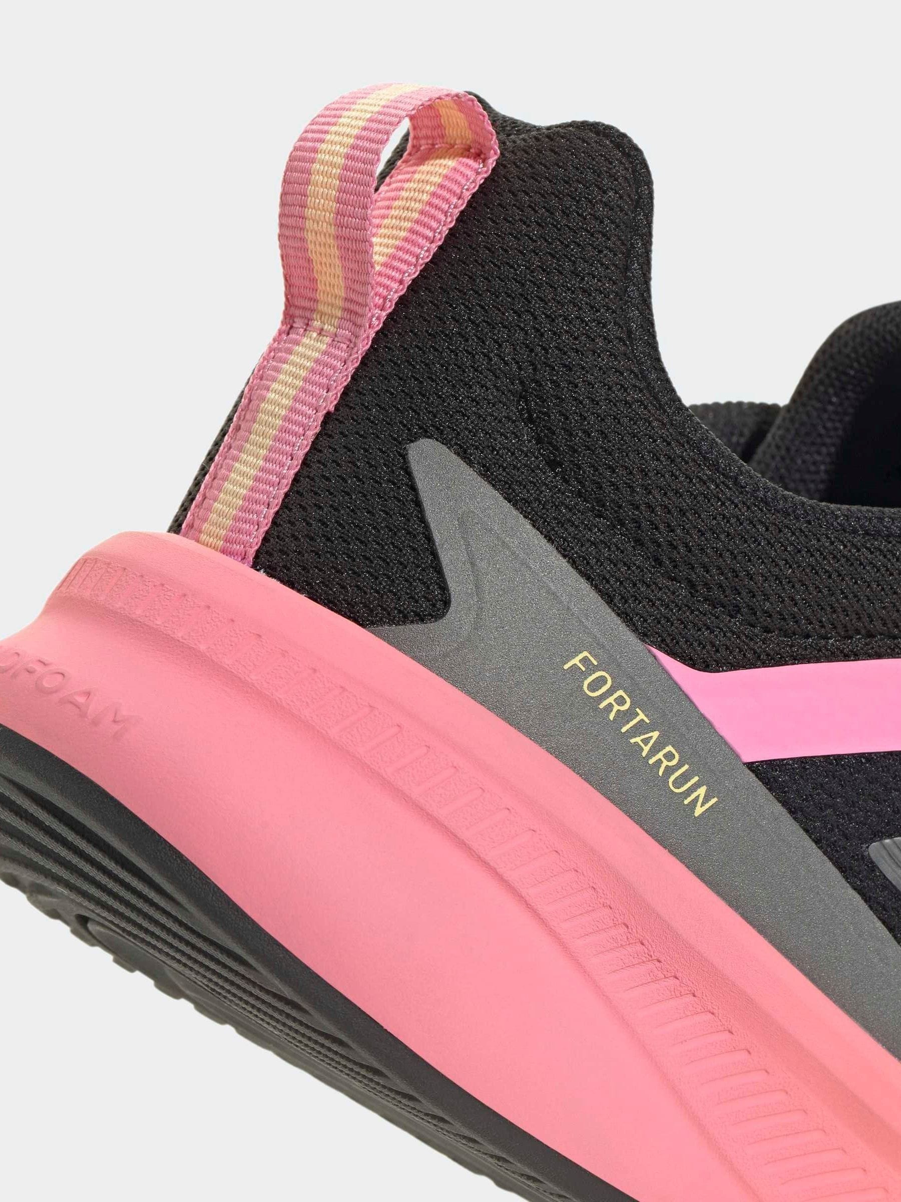 adidas Black/Pink Fortarun 4.0 Lace Junior Trainers