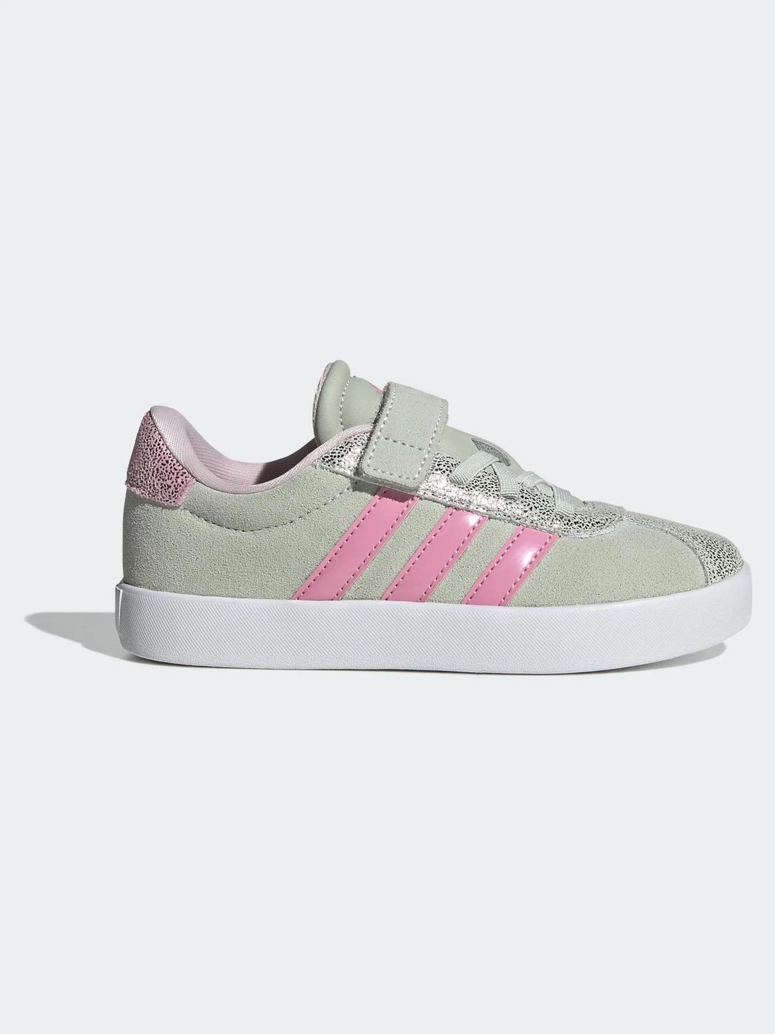 adidas Green VL Court 3.0 Elastic Lace Kids Trainers