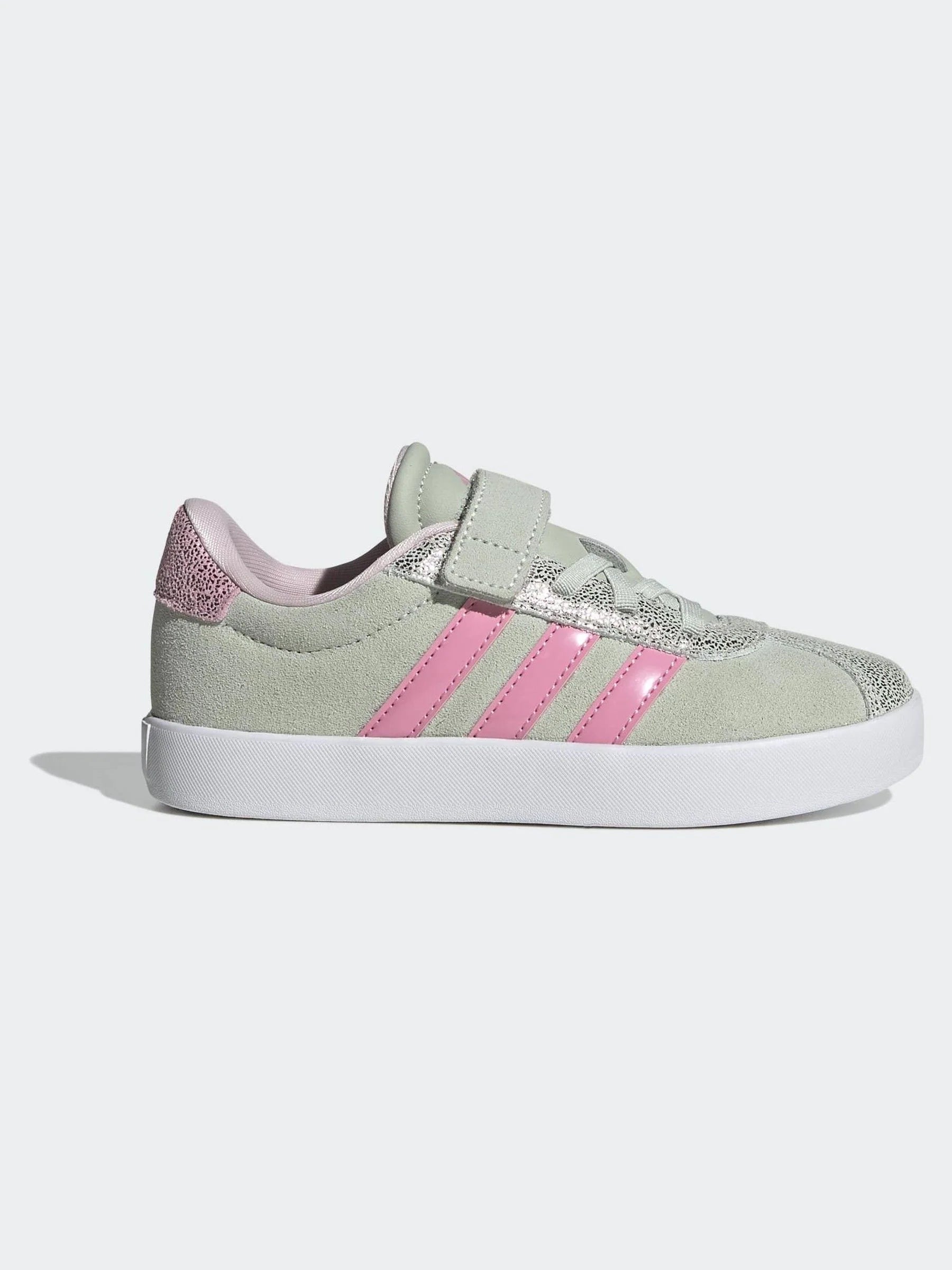 adidas Green VL Court 3.0 Elastic Lace Kids Trainers