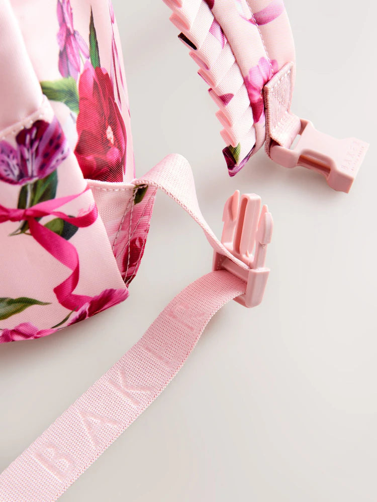 Baker by Ted Baker Girls Pink Back to School Floral Print Bow Backpack
