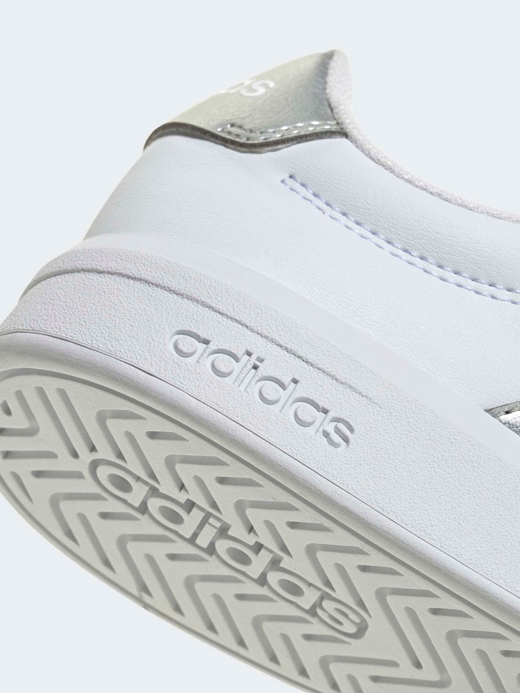 adidas White/Silver Grand Court 3.0 Junior Trainers