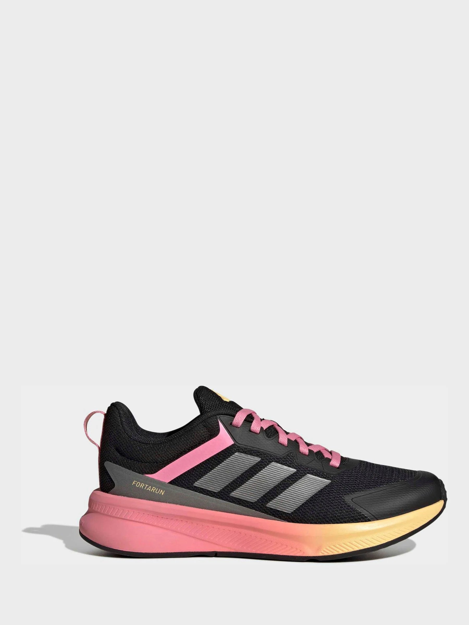 adidas Black/Pink Fortarun 4.0 Lace Junior Trainers