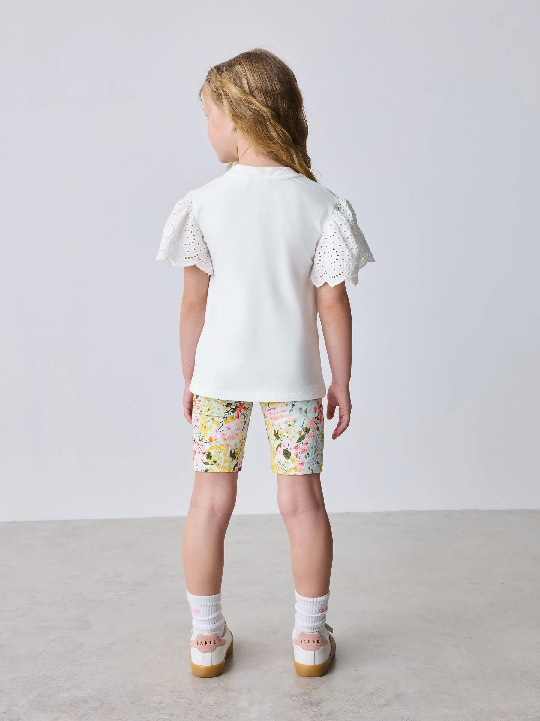 Baker by Ted Baker Broderie Sleeve T-Shirt & Floral Cycle Short 2 Piece Set