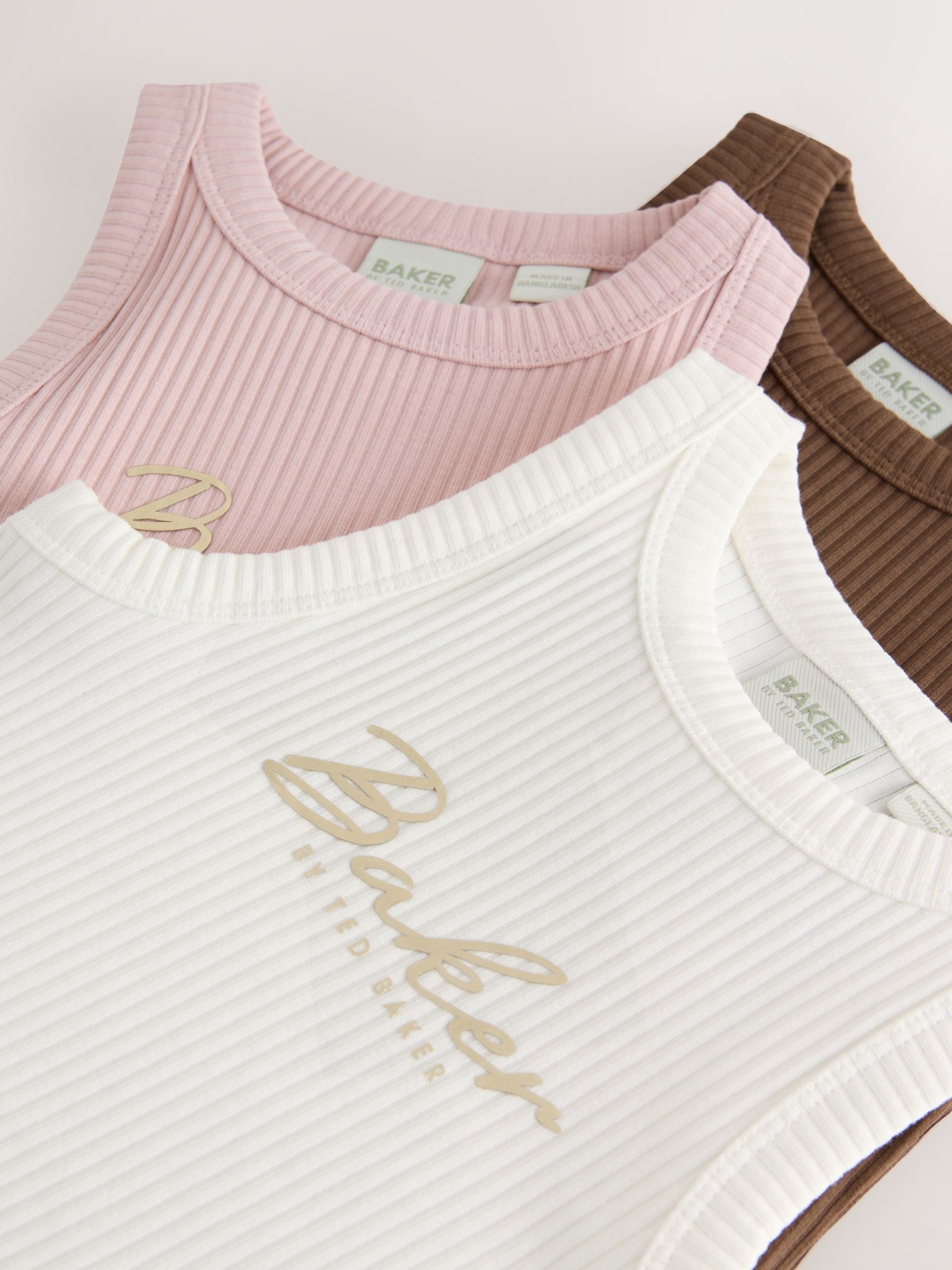 Baker by Ted Baker 3 Pack Ribbed Racer Back Vests