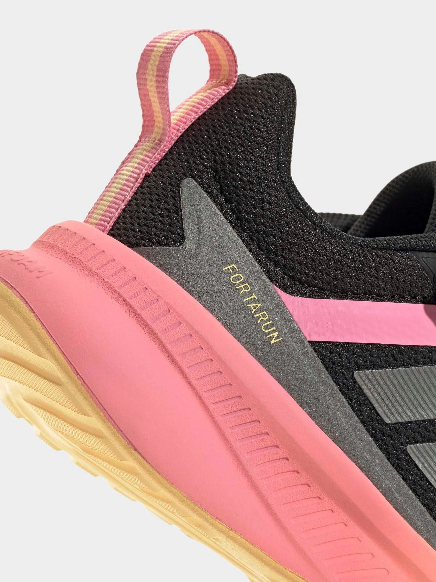 adidas Black/Pink Fortarun 4.0 Hook and Loop Kids Trainers