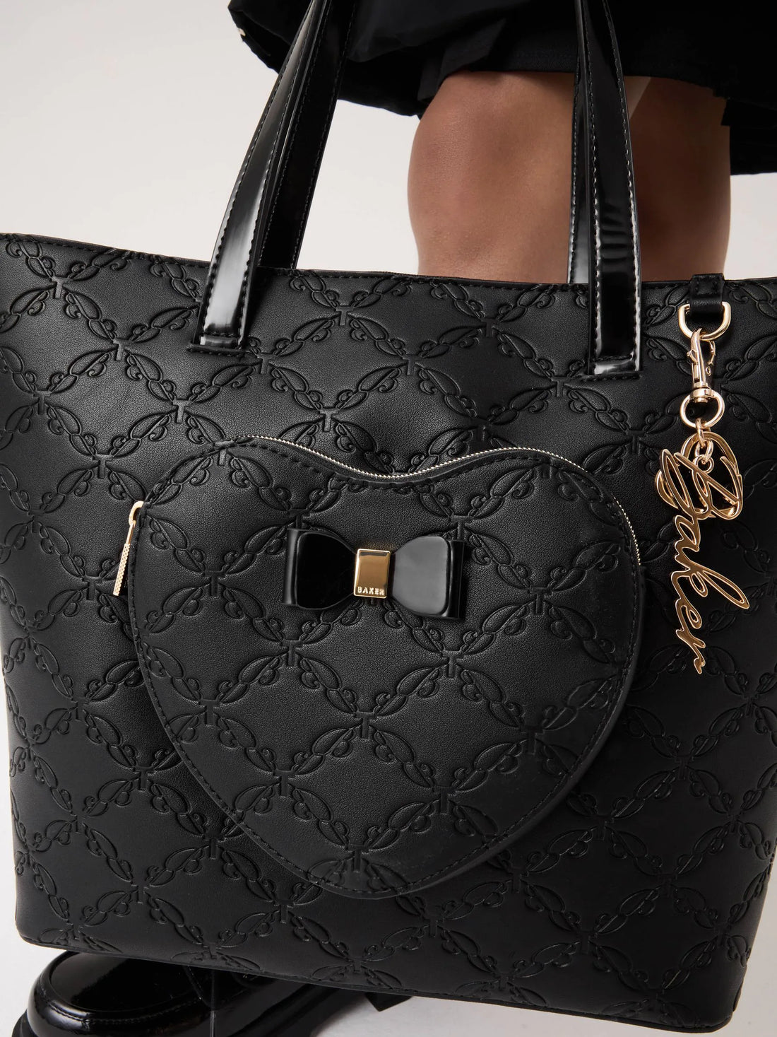 Baker by Ted Baker Back to School Black Embossed Heart Tote Bag