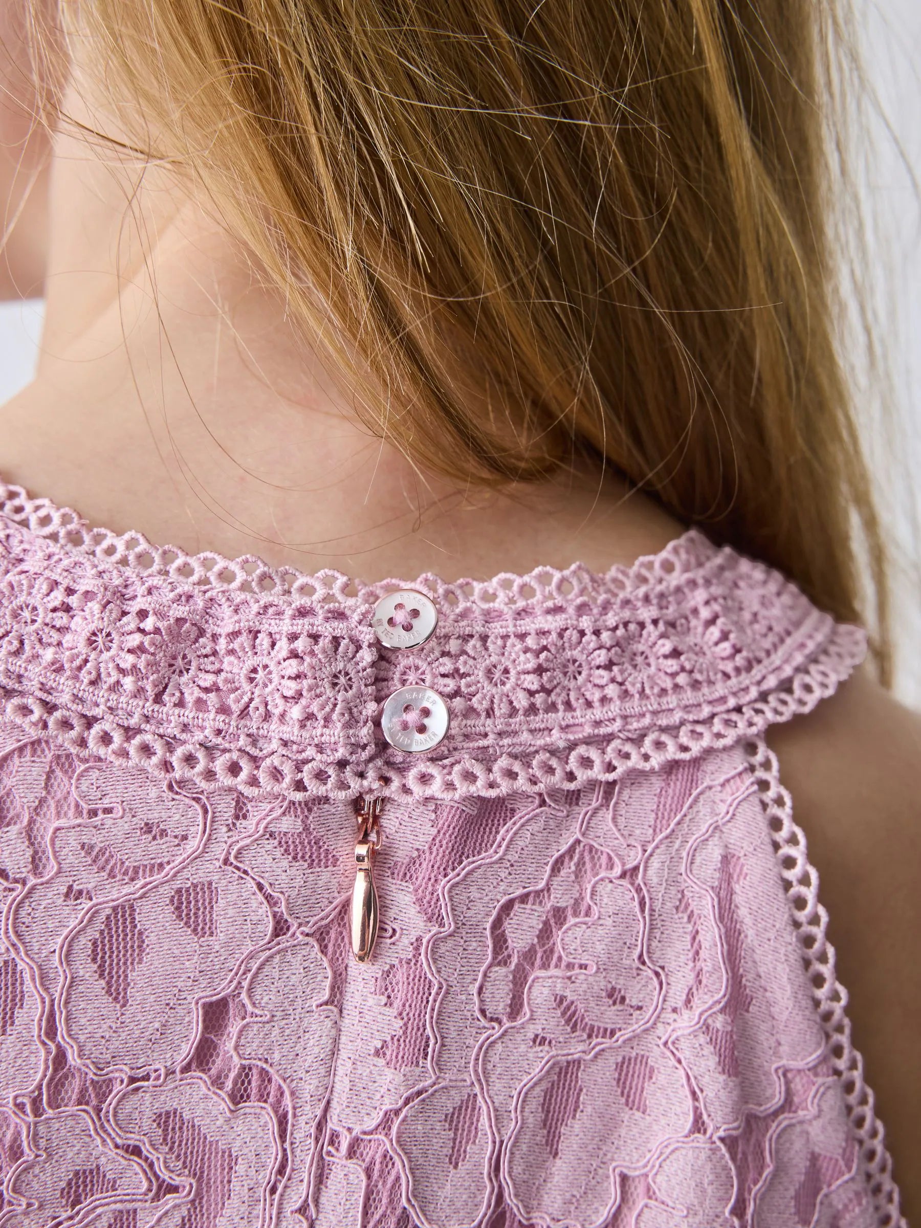 Baker by Ted Baker Dusky Pink Lace Halter Drop Waist Dress