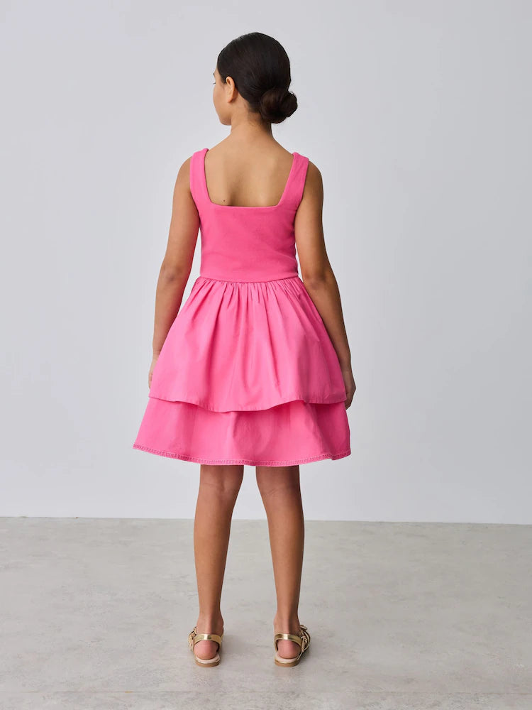 Baker by Ted Baker Pink Waisted Double Layer Skirted Dress