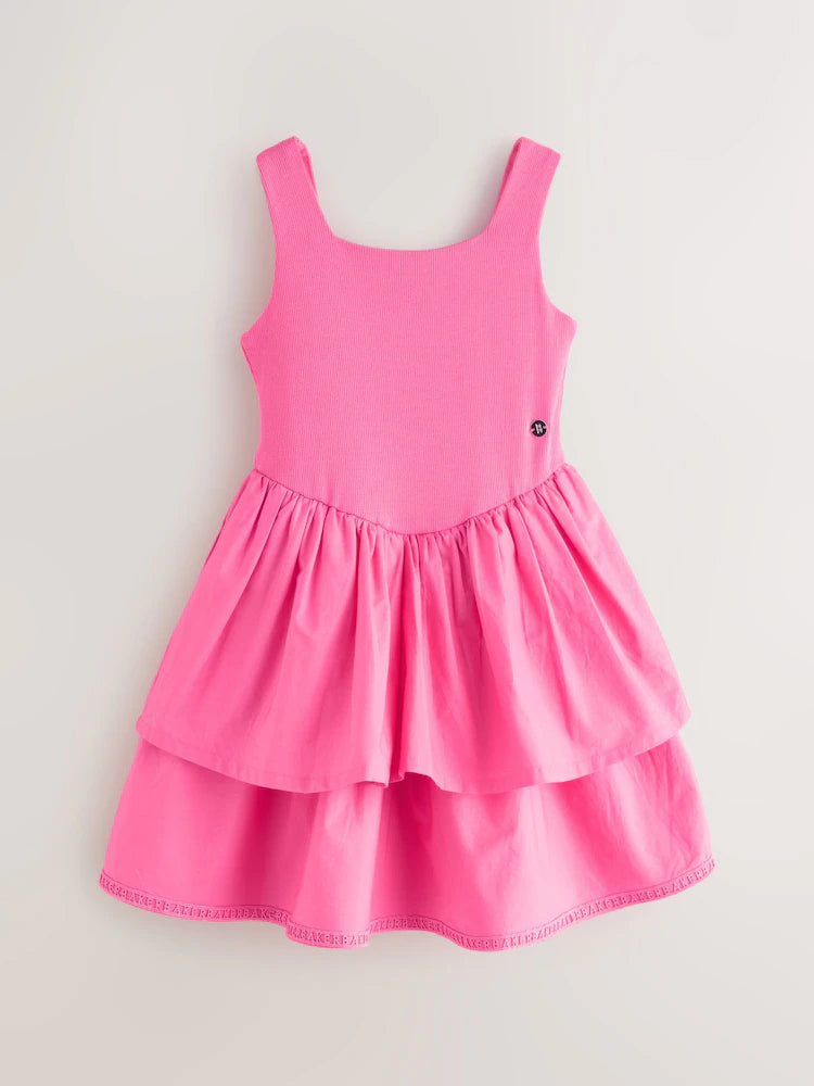 Baker by Ted Baker Pink Waisted Double Layer Skirted Dress