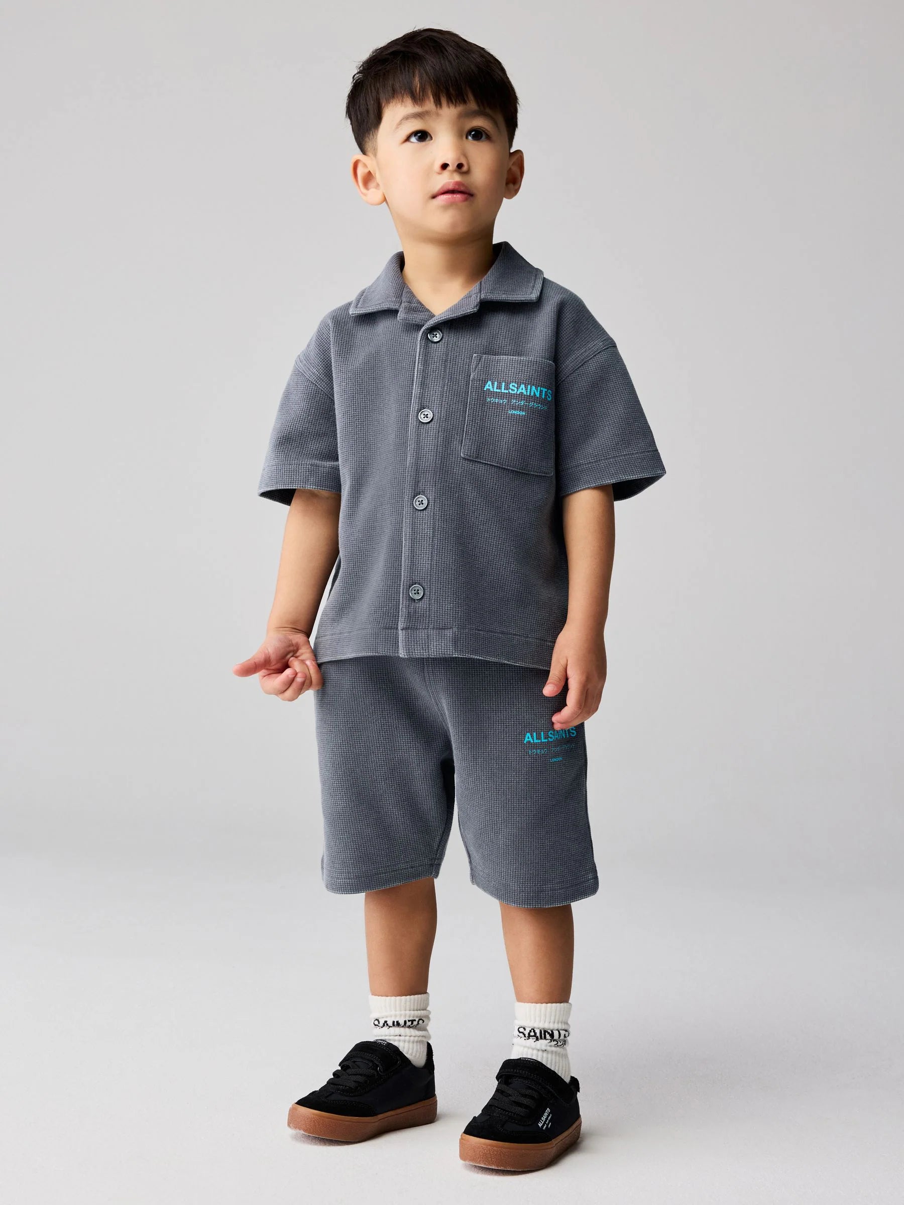 smALLSAINTS Washed Black Underground Waffle Shirt and Short Younger Set