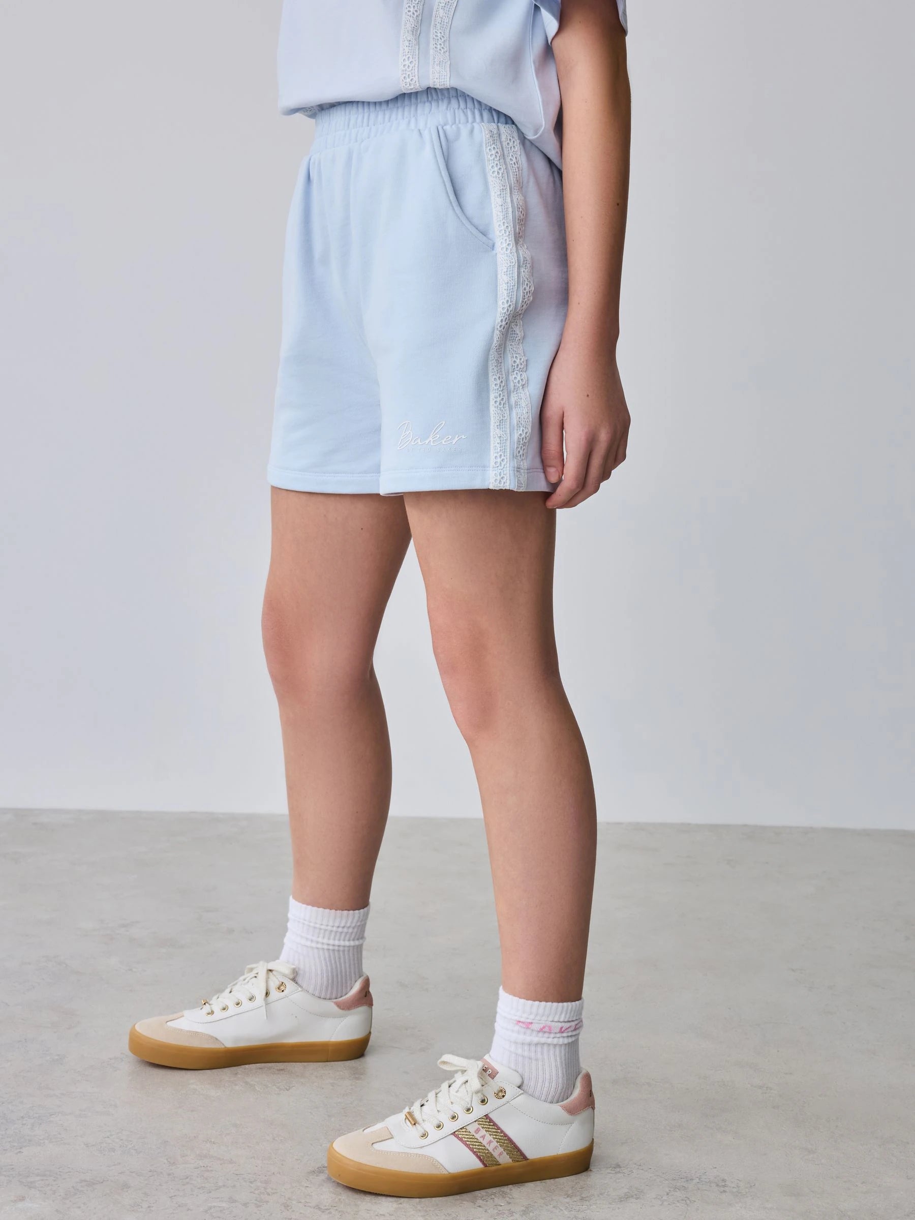 Baker by Ted Baker 2 Piece Lace Trim T-Shirt & Shorts Set