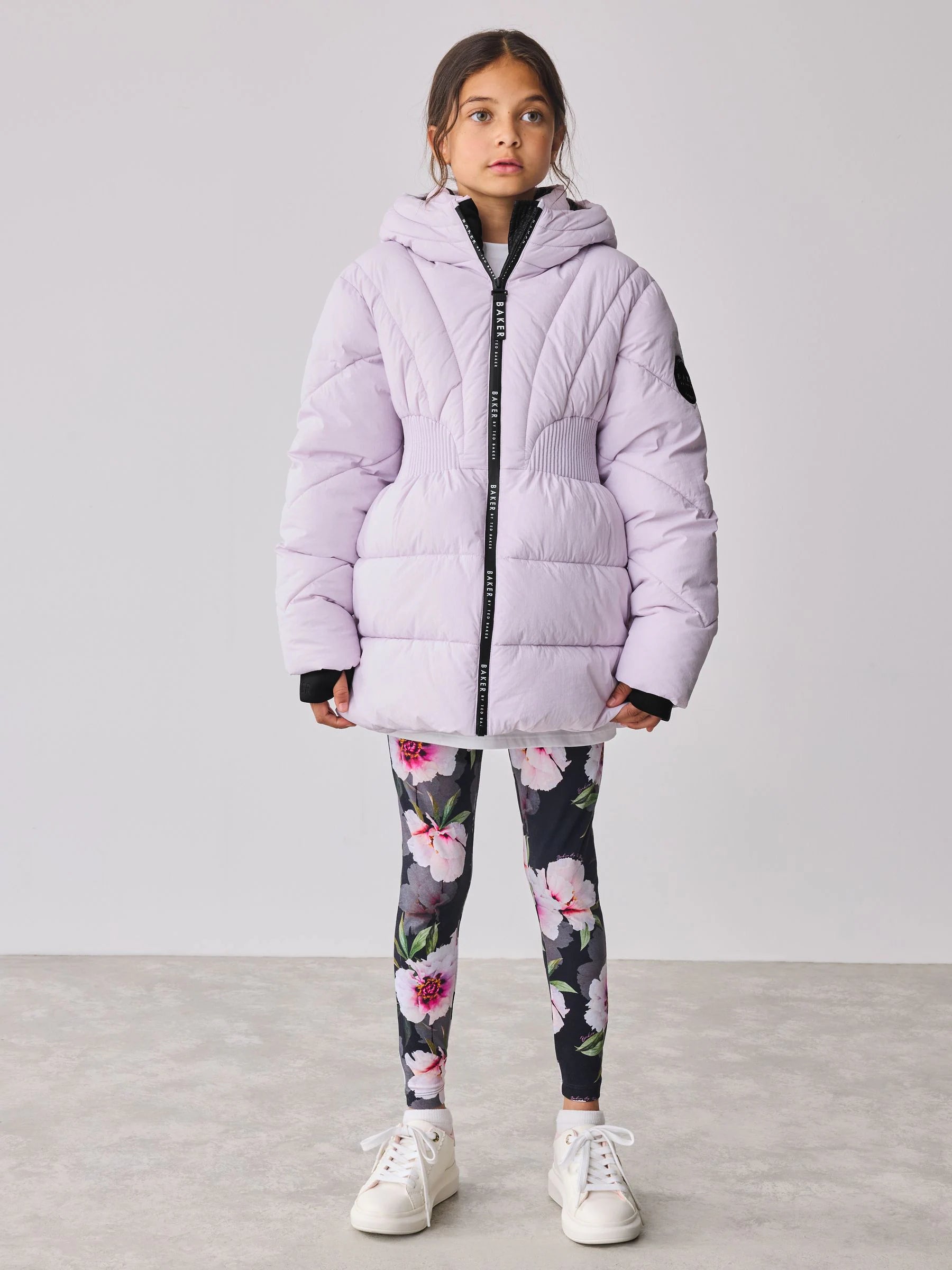 Baker by Ted Baker Shower Resistant Lilac Shirred Padded Coat