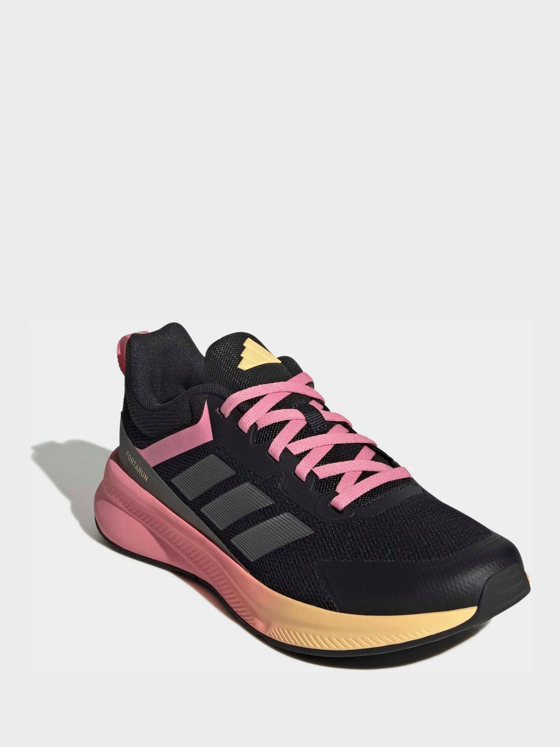 adidas Black/Pink Fortarun 4.0 Lace Junior Trainers