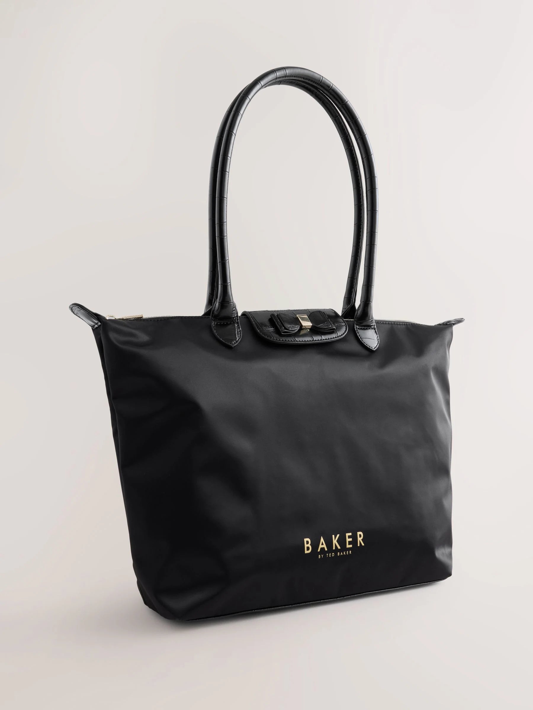 Baker by Ted Baker Black Back to School Childrens Nylon With Croc Bow Medium Tote Bag
