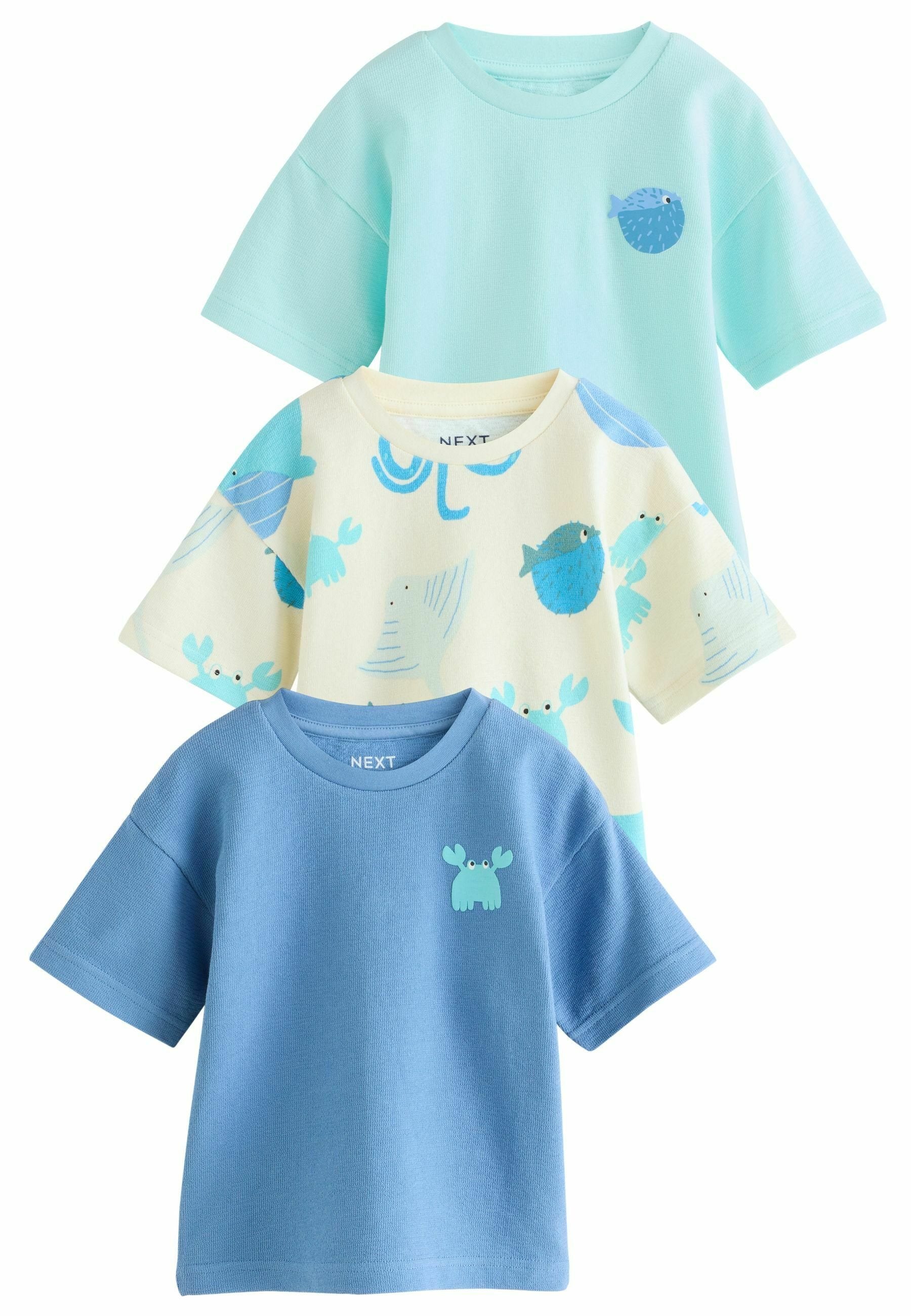 Next REGULAR FIT 3 PACK - Print T-shirt - white blue
