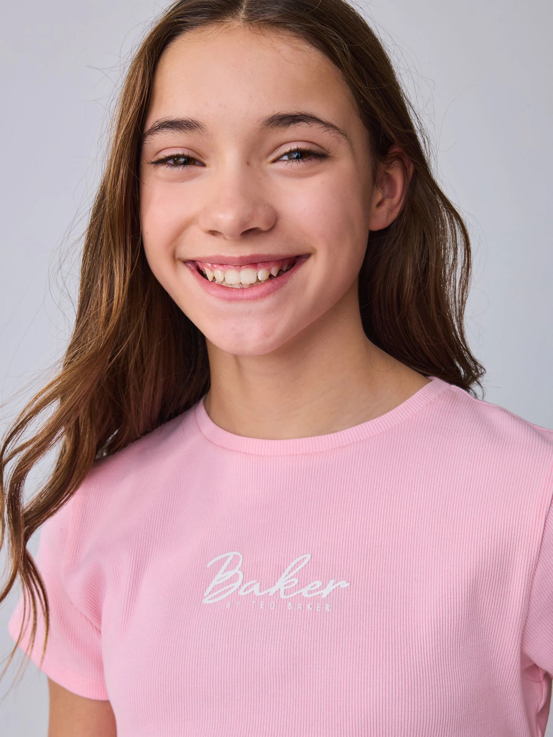 Baker by Ted Baker 2 Piece Pink Ribbed T-Shirt & Pinstripe Trousers Set