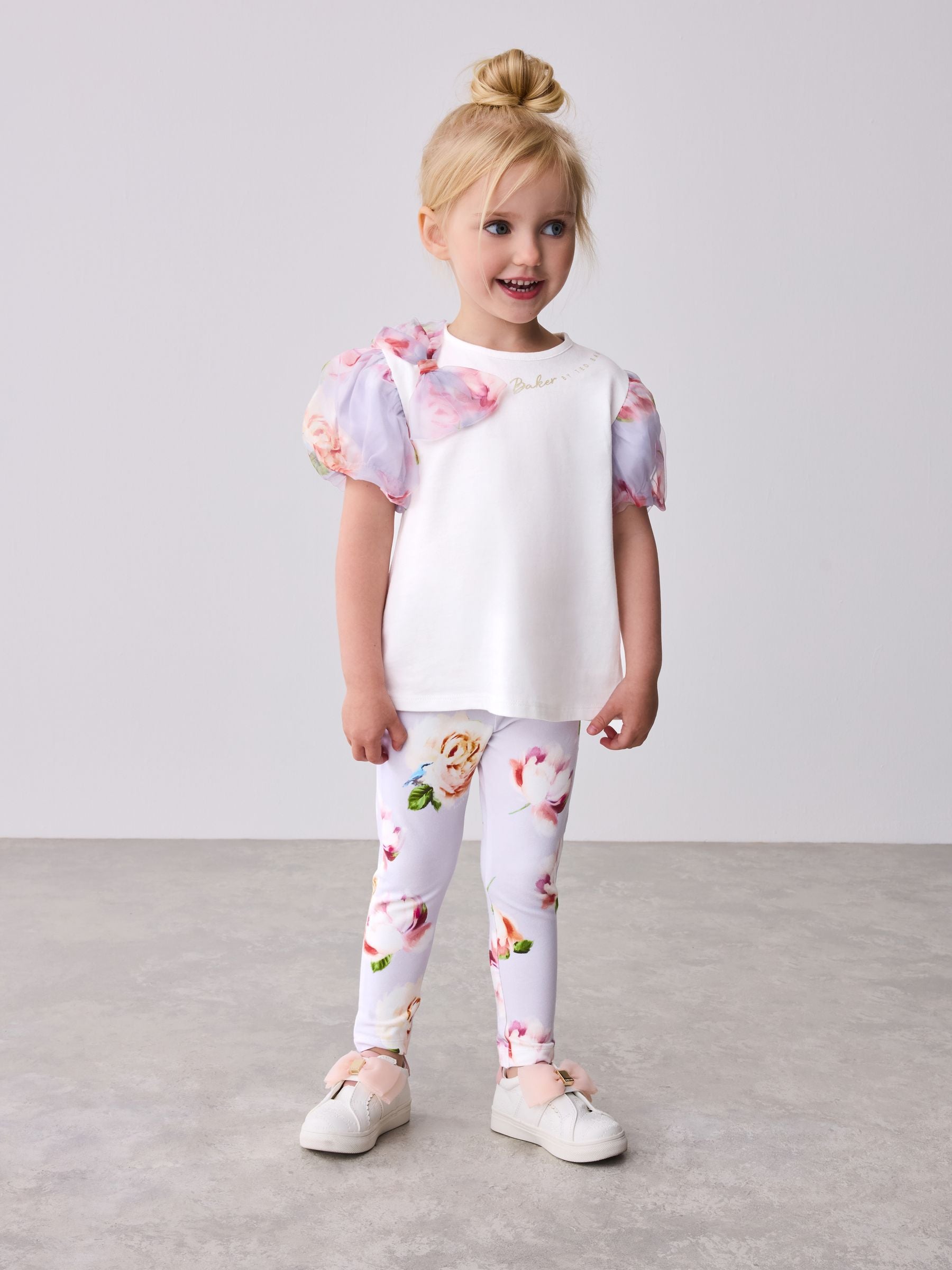 Baker by Ted Baker Organza Sleeve Bow Detail Top & Legging 2 Piece Set