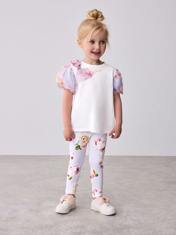 Baker by Ted Baker Organza Sleeve Bow Detail Top & Legging 2 Piece Set