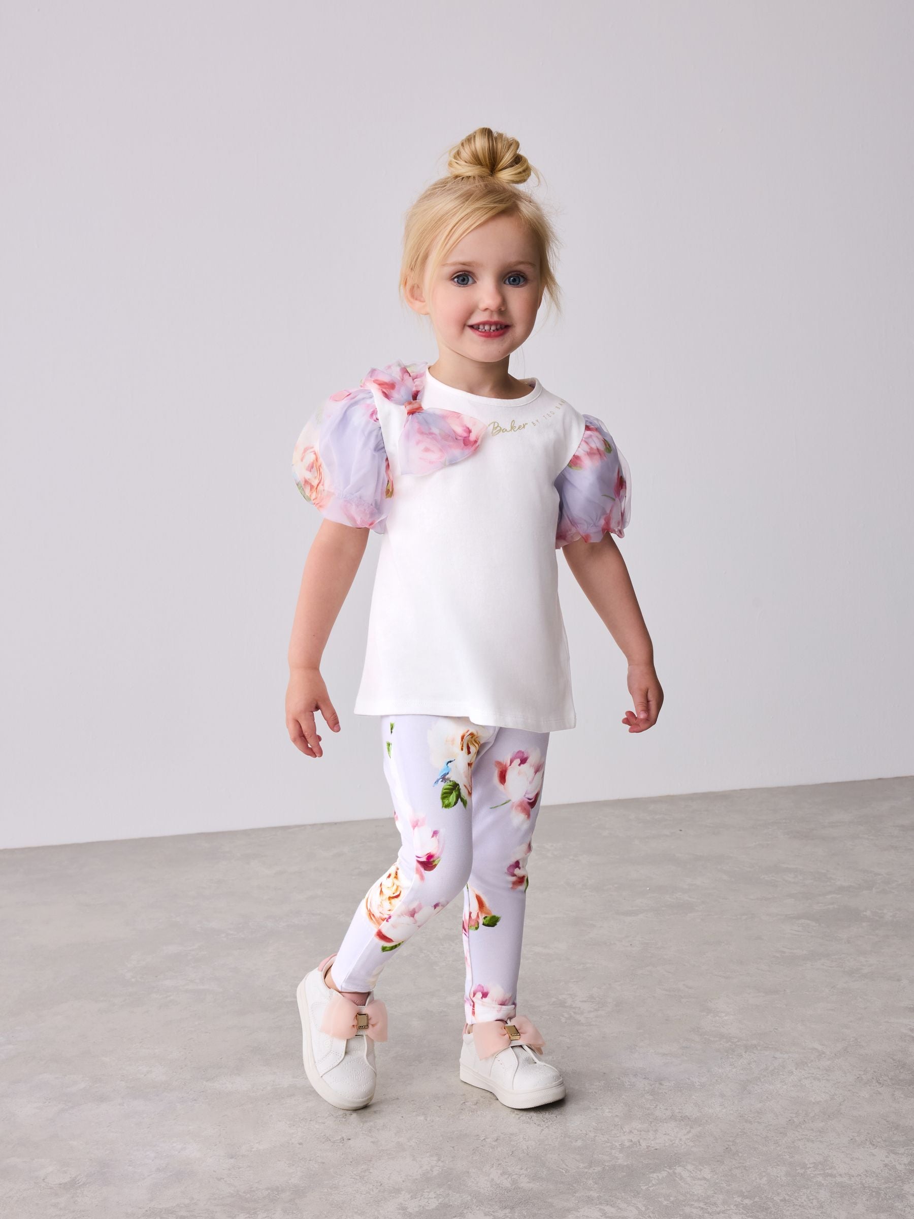 Baker by Ted Baker Organza Sleeve Bow Detail Top & Legging 2 Piece Set