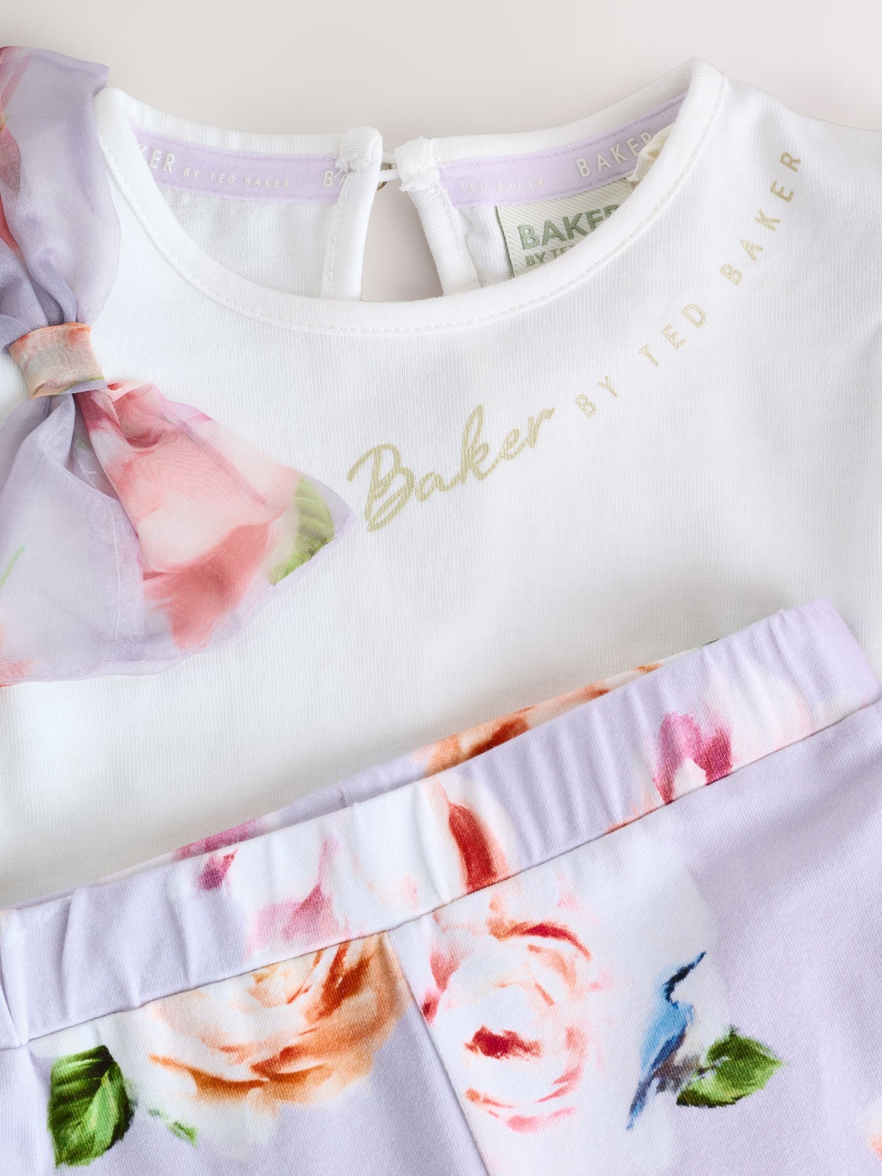 Baker by Ted Baker Organza Sleeve Bow Detail Top & Legging 2 Piece Set