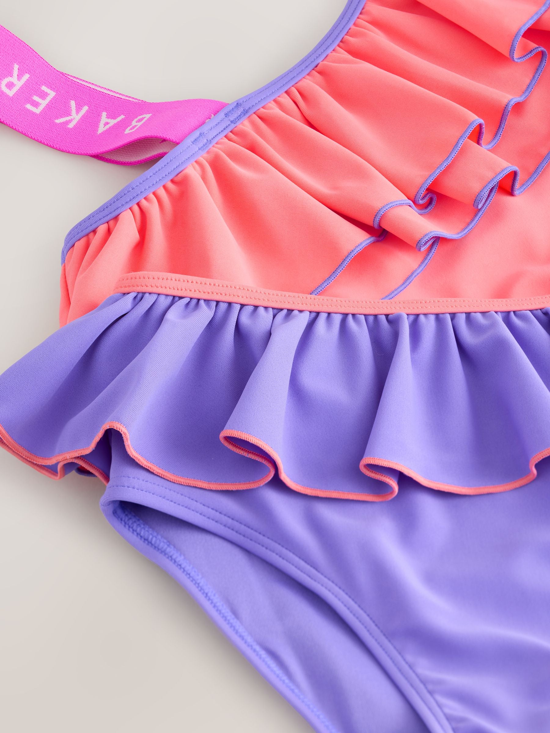 Baker by Ted Baker 2 Piece One Shoulder Contrast Frill Bikini