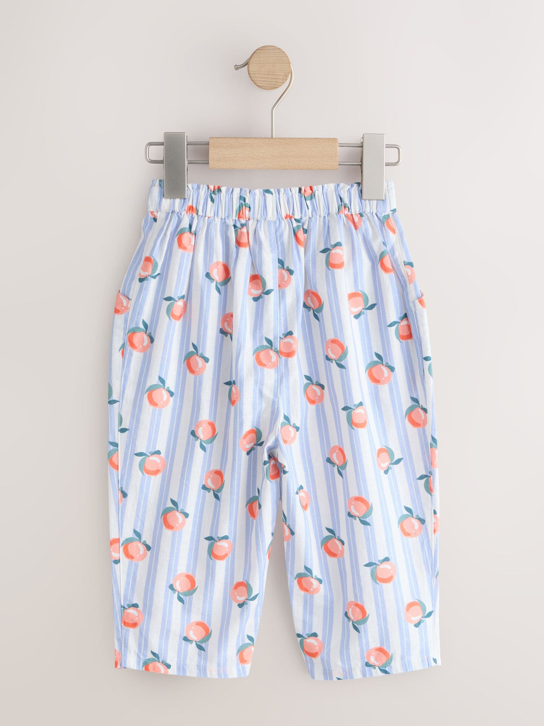Blue Stripe Peach Print Pullon Trousers (3mths-7yrs)