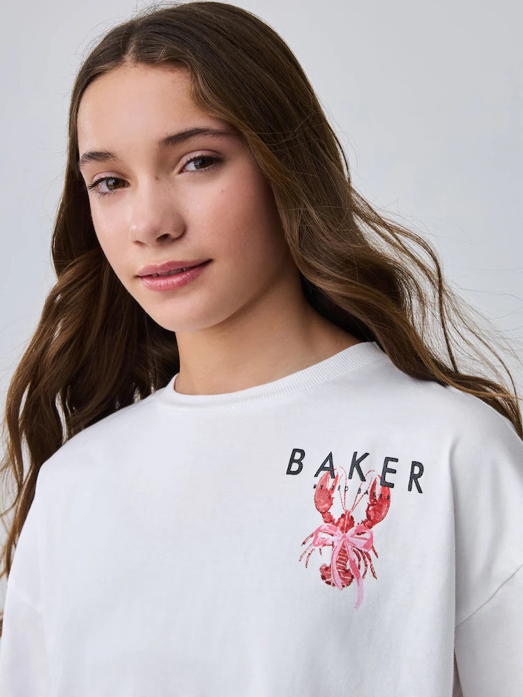 Baker by Ted Baker 2 Piece Oversized Lobster Graphic Tee & Stripe Short Set