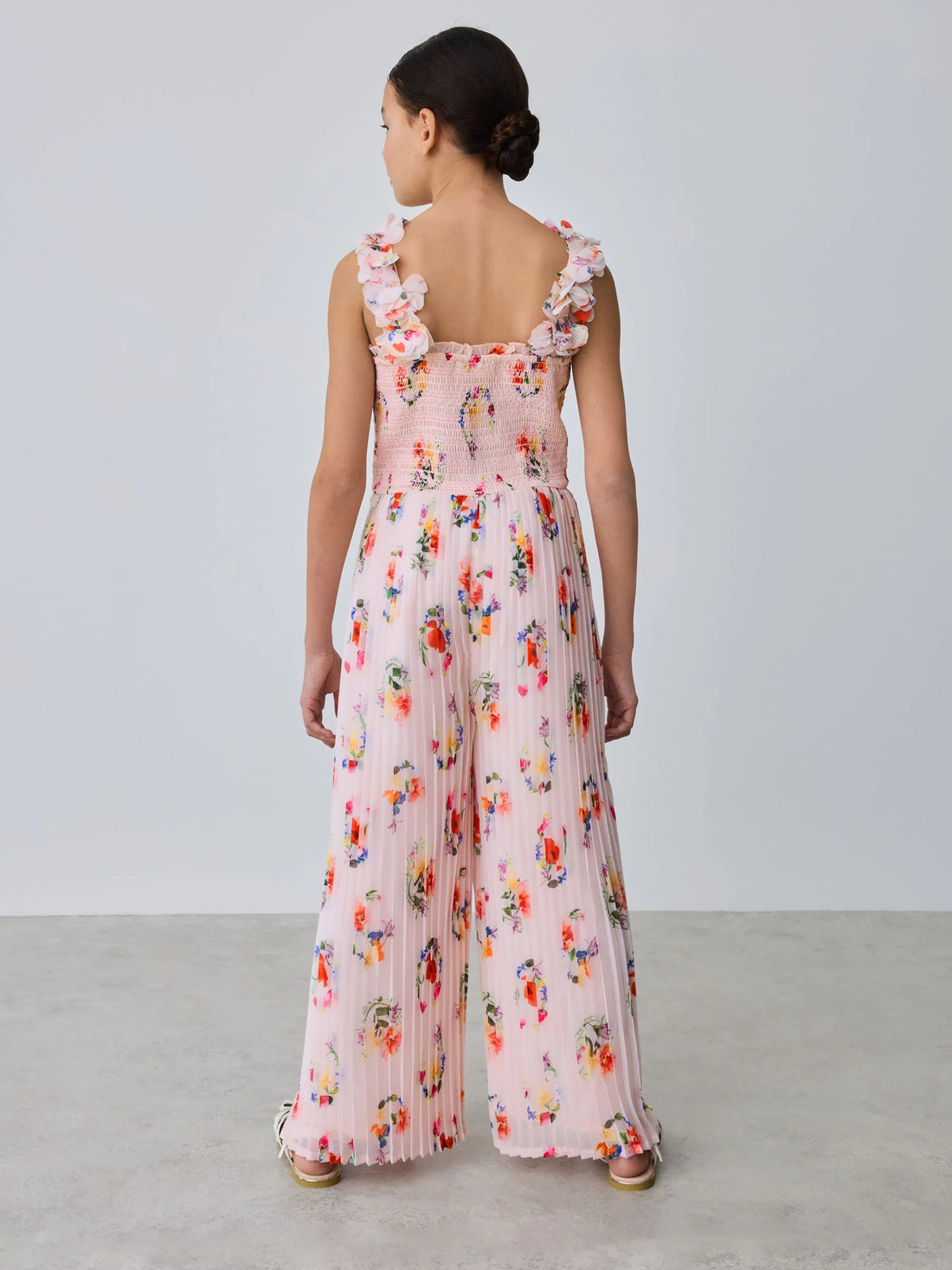 Baker by Ted Baker 3D Floral Strappy Pleated Wide Leg Jumpsuit