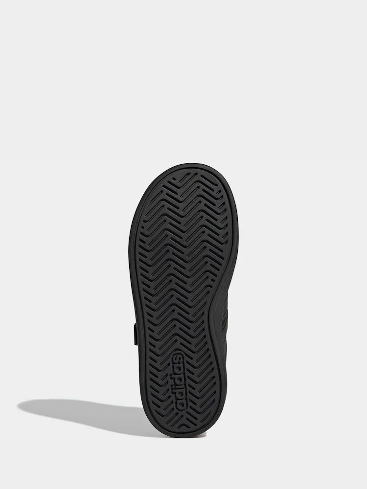 adidas Black Grand Court 3.0 Elastic Lace Kids Trainers