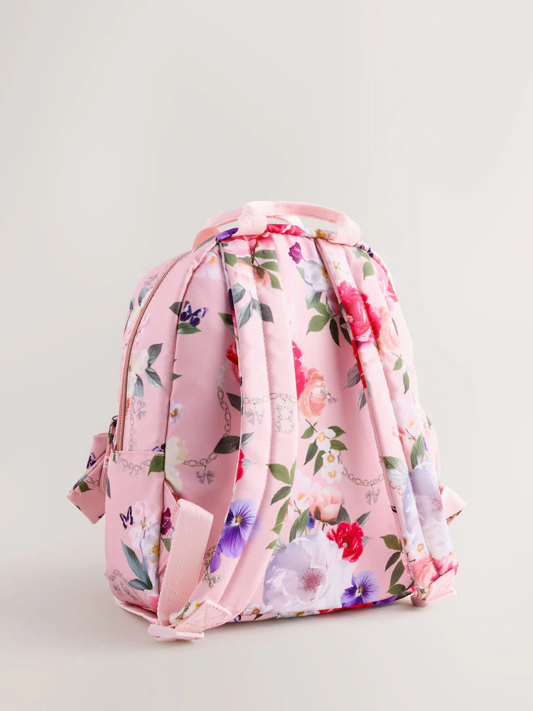 Baker by Ted Baker Pink Back to School Childrens Floral Bow Backpack