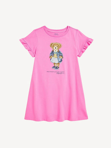 Polo Ralph Lauren Pink Girls Polo Bear Jersey Dress