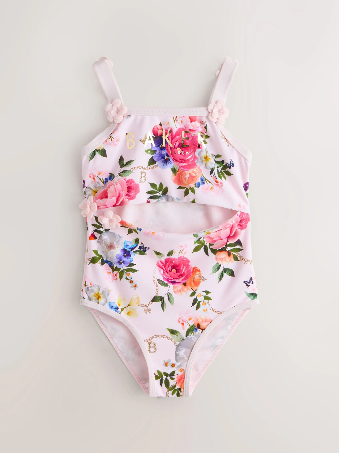 Baker by Ted Baker Pink Cut-Out Floral Printed Swimsuit
