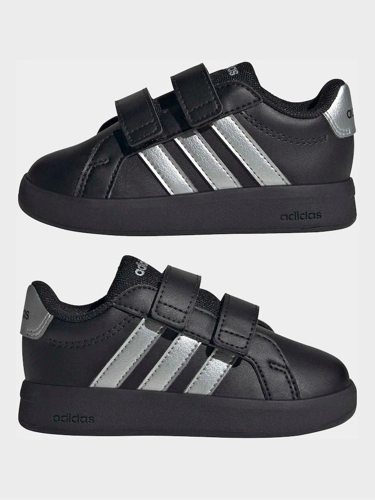 adidas Black/Silver Grand Court 3.0 Infant Trainers