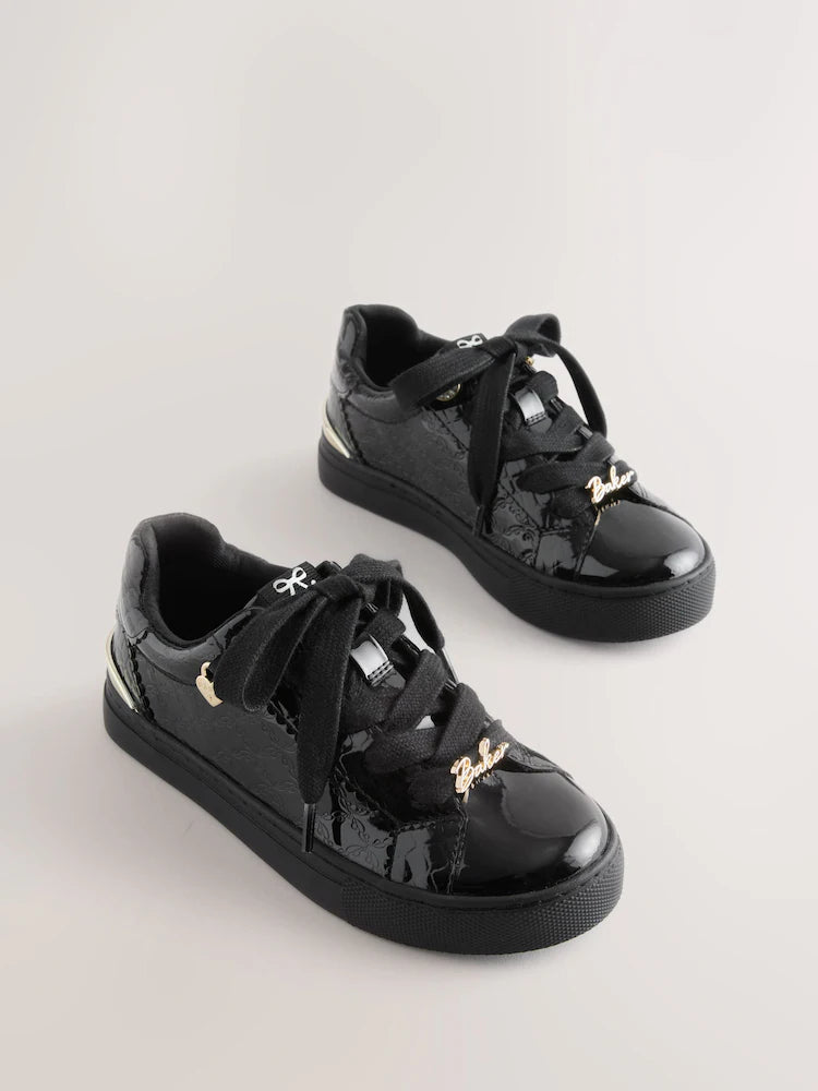 Baker by Ted Baker Back to School Patent Embossed Black Trainers