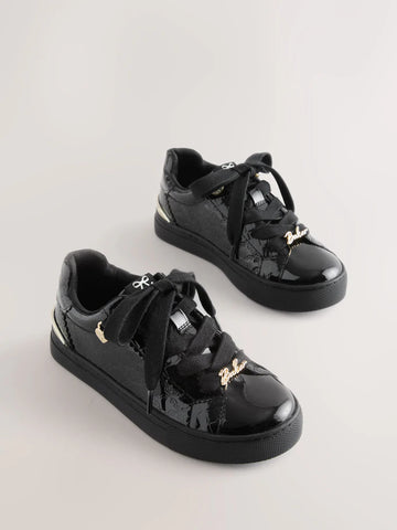 Baker by Ted Baker Back to School Patent Embossed Black Trainers