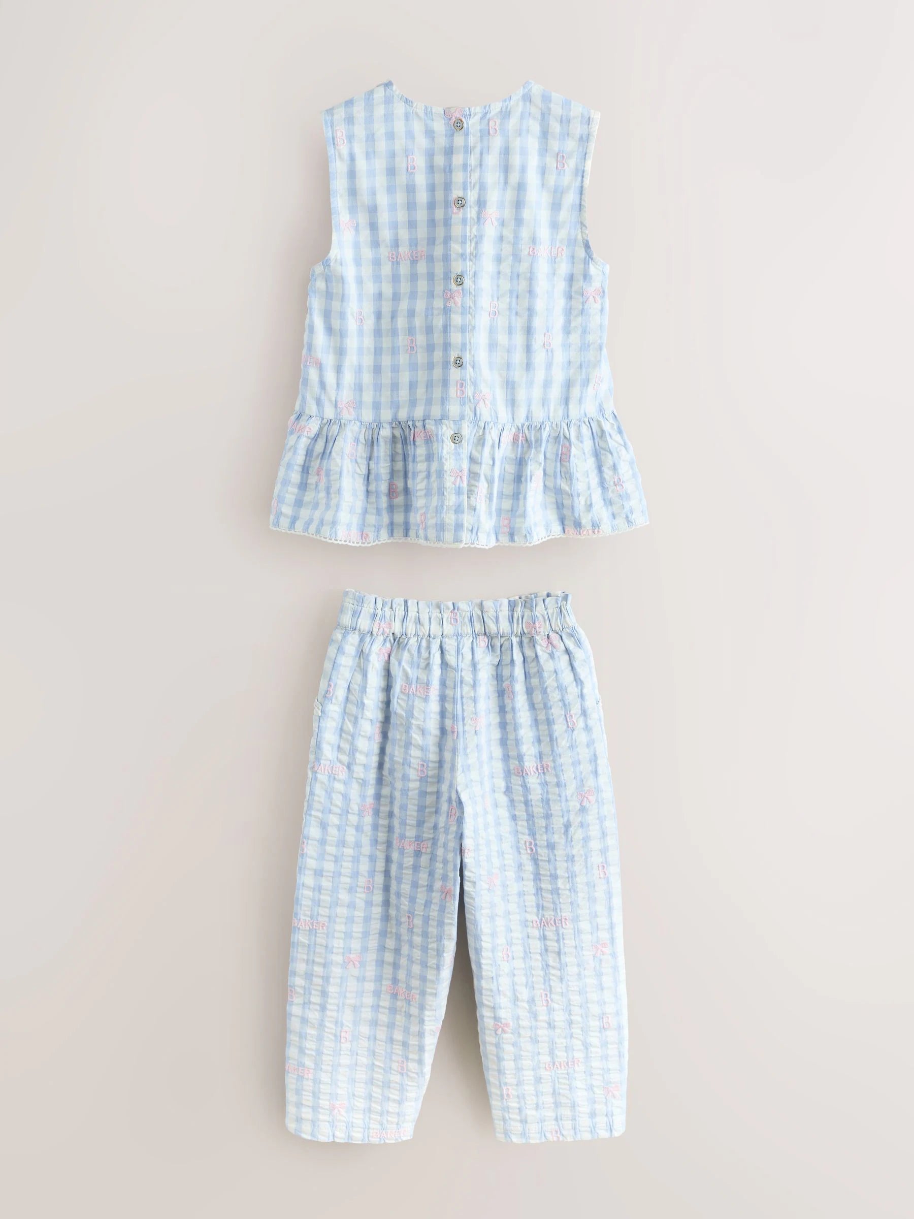 Baker by Ted Baker 2 Piece Peplum Gingham Top & Barrel Leg Trousers Set