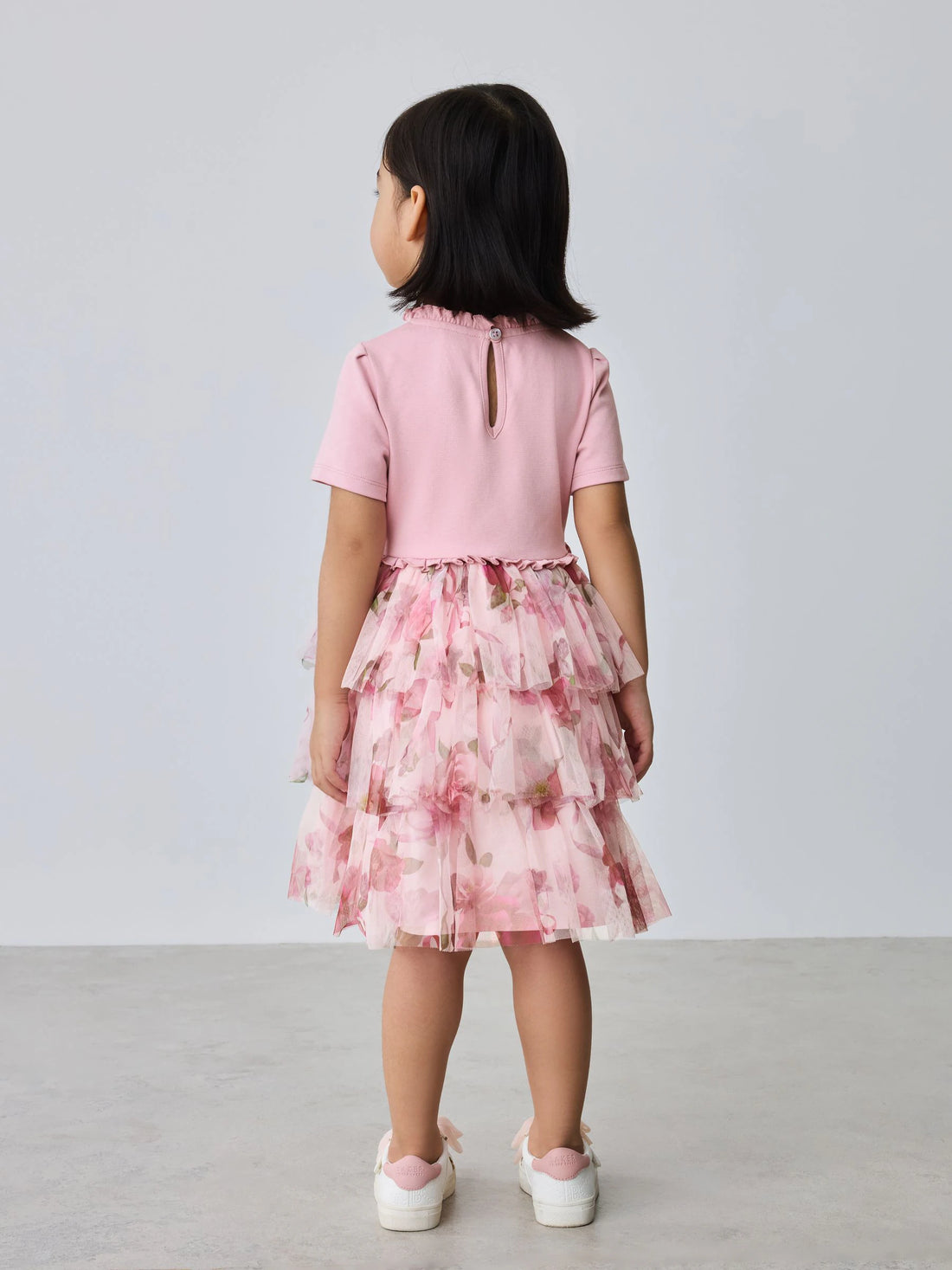 Baker by Ted Baker Ponte Wrap-Over Floral Mesh Tier Dress
