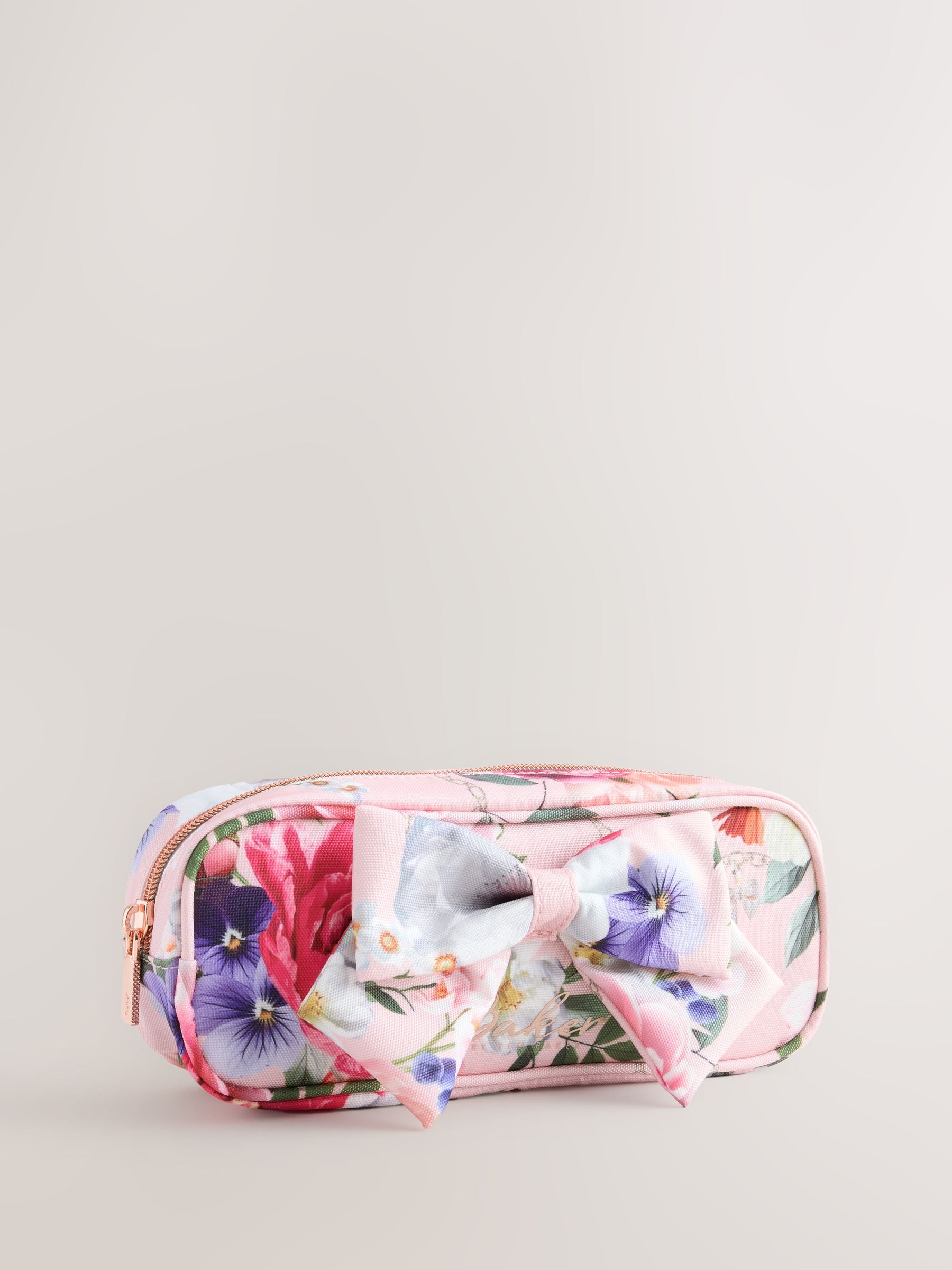 Baker by Ted Baker Back to School Pink Floral Bow Pencil Case