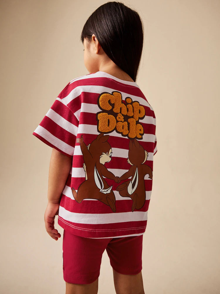 Red Pink Stripe Disney Chip and Dale Shorts Set (3mths-7yrs)