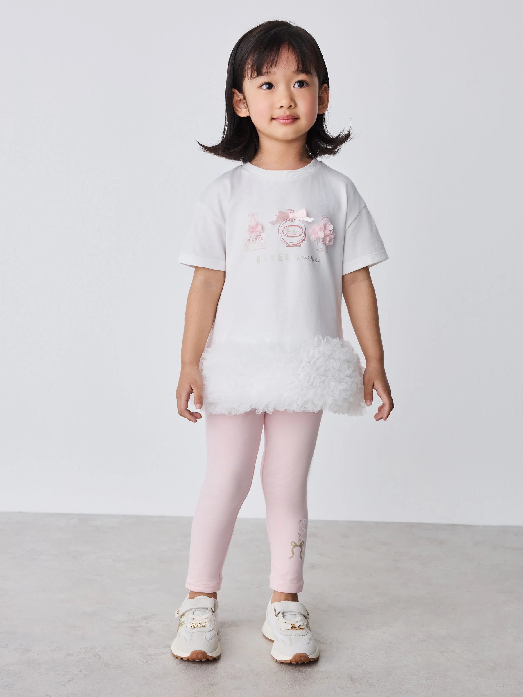 Baker by Ted Baker 2 Piece Ruffle Mesh Hem T-Shirt & Leggings Set
