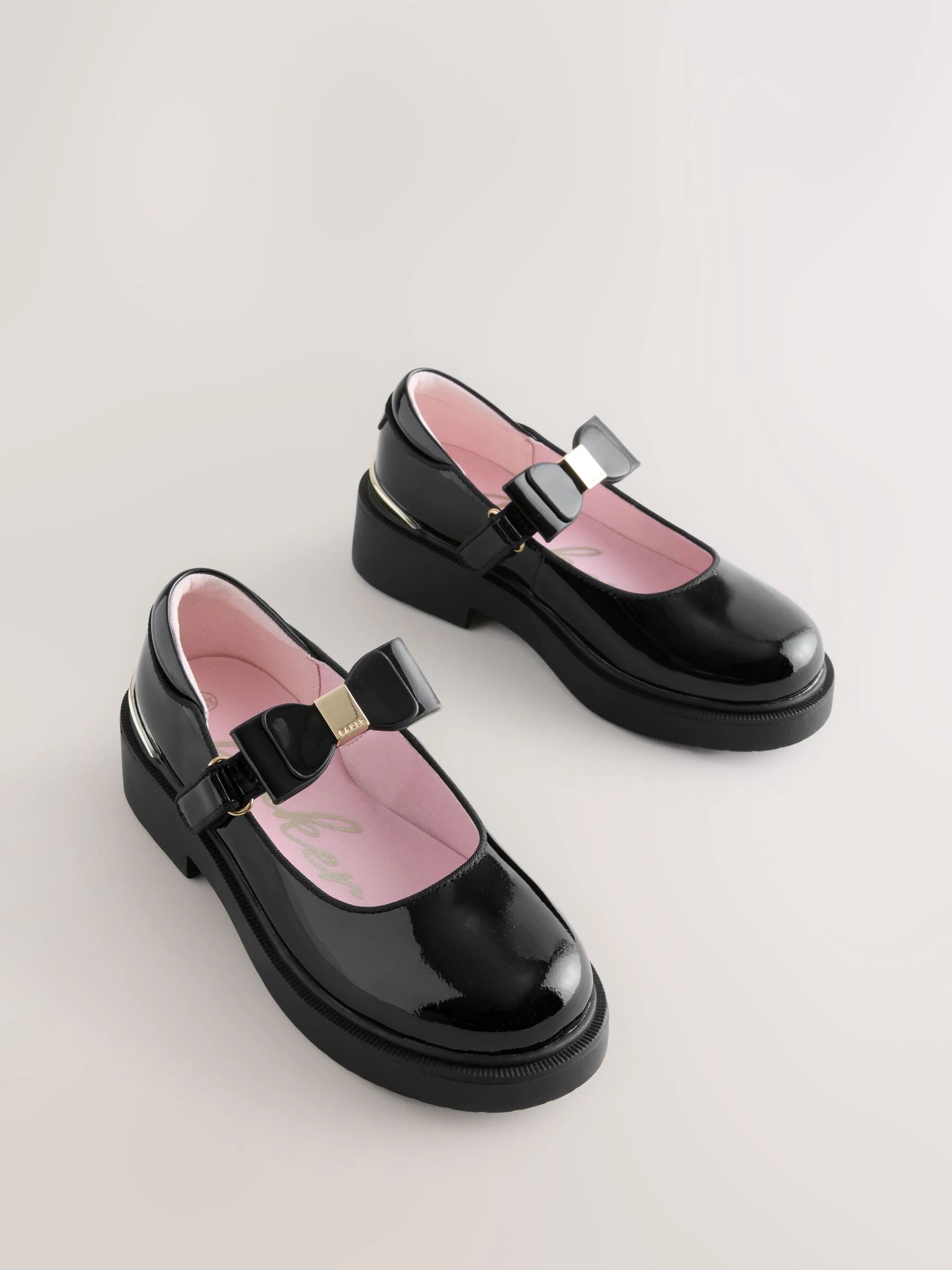 Baker by Ted Baker Back to School Patent Multiple Straps Chunky Mary Jane Black Shoes