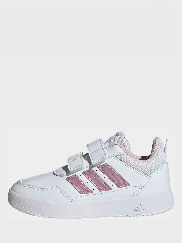 adidas White Pink Hook and Loop Tensaur Sport 3.0 Junior Trainers