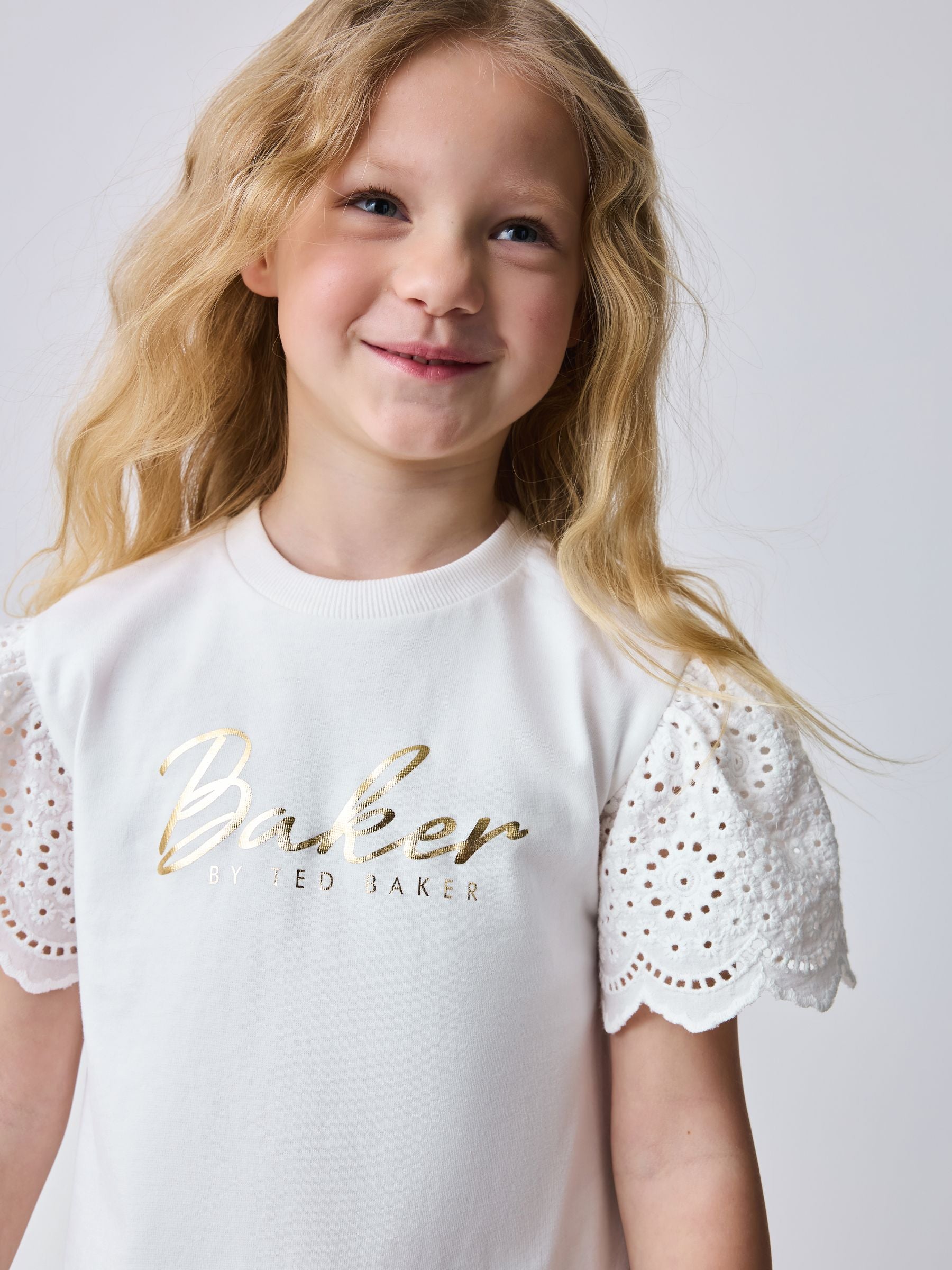 Baker by Ted Baker Broderie Sleeve T-Shirt & Floral Cycle Short 2 Piece Set