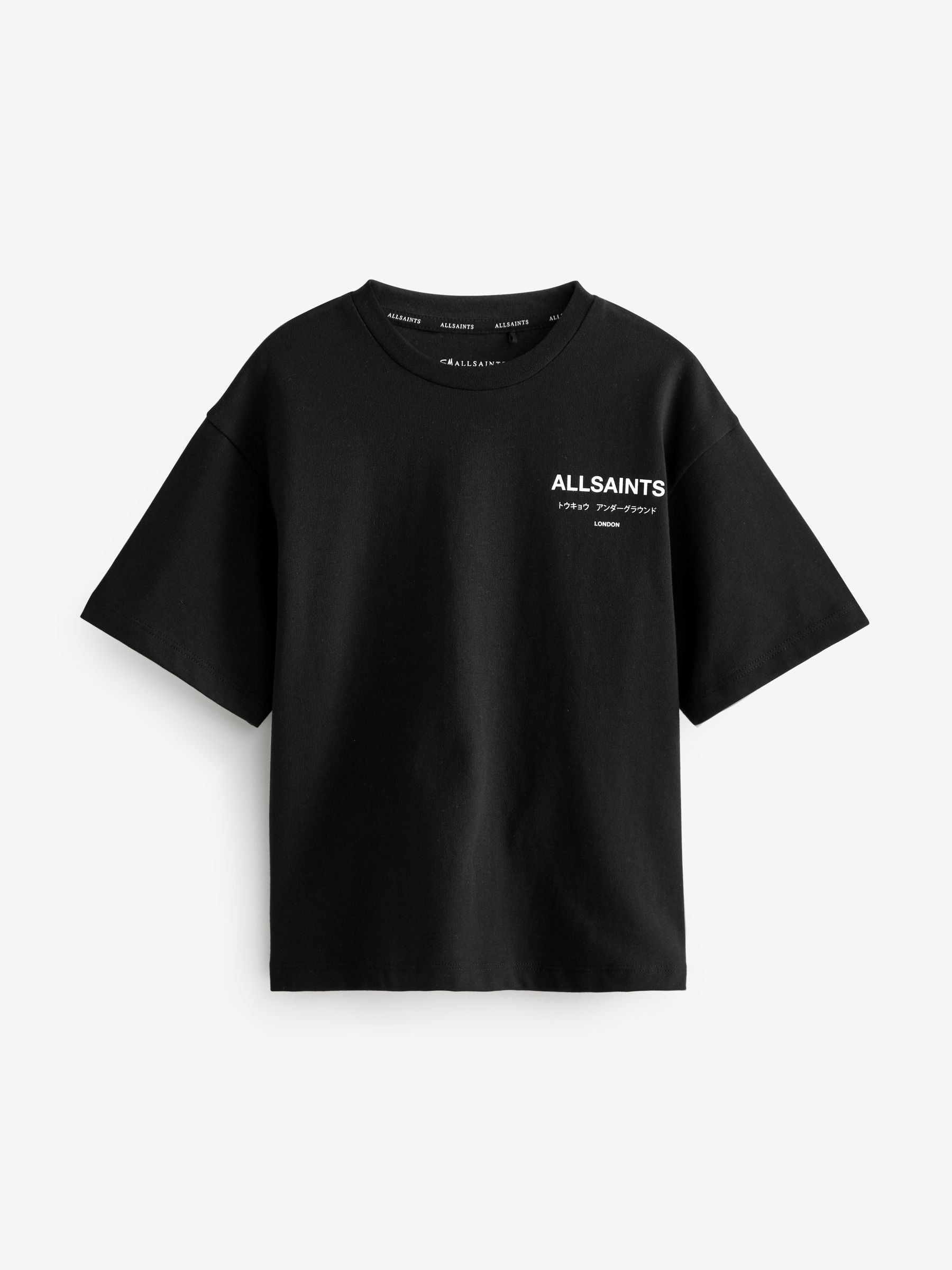 smALLSAINTS Black Oversized Underground Crew Neck Cotton T-Shirt