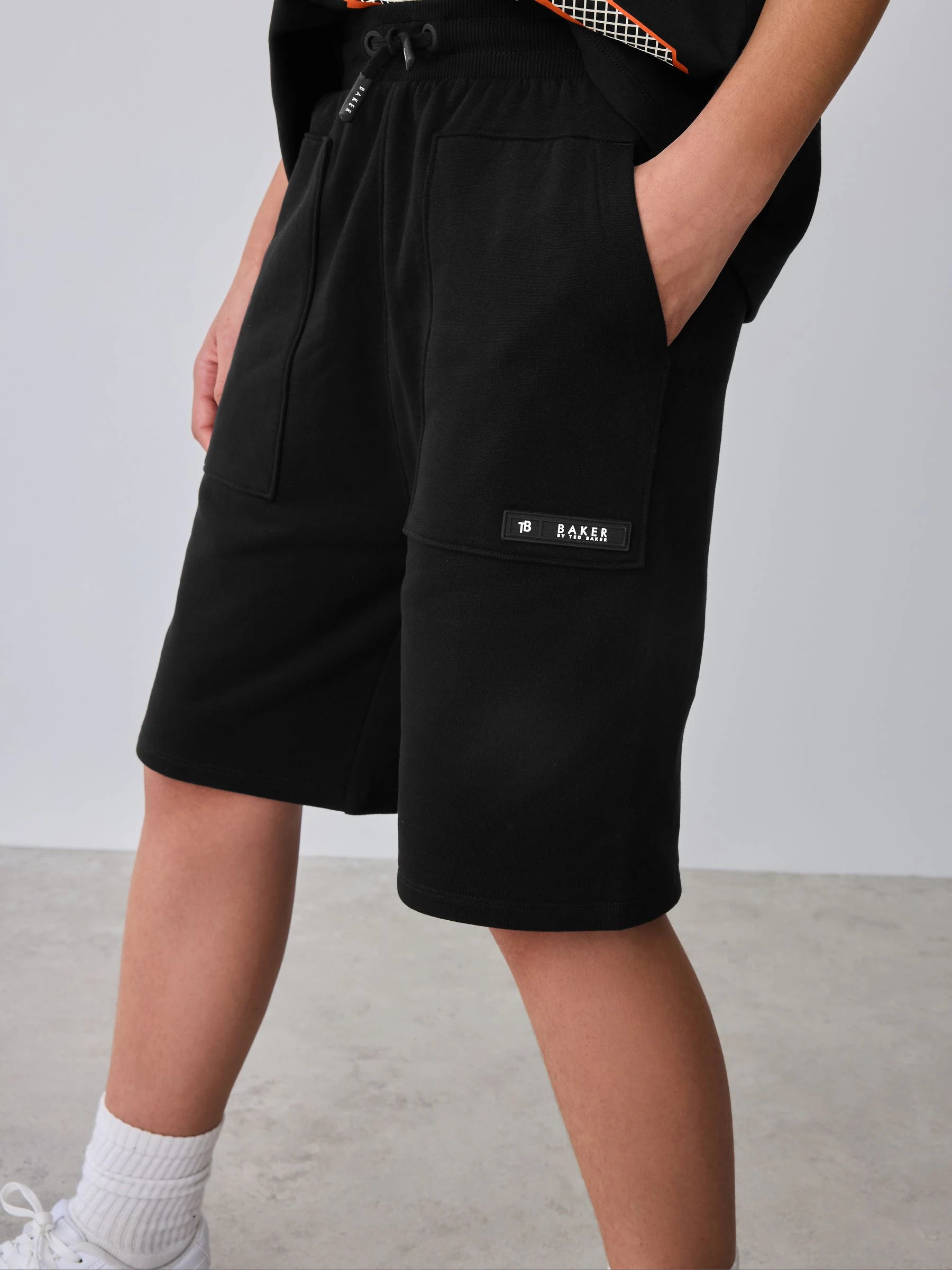 Baker by Ted Baker Oversized Graphic Black T-Shirt and Shorts Set